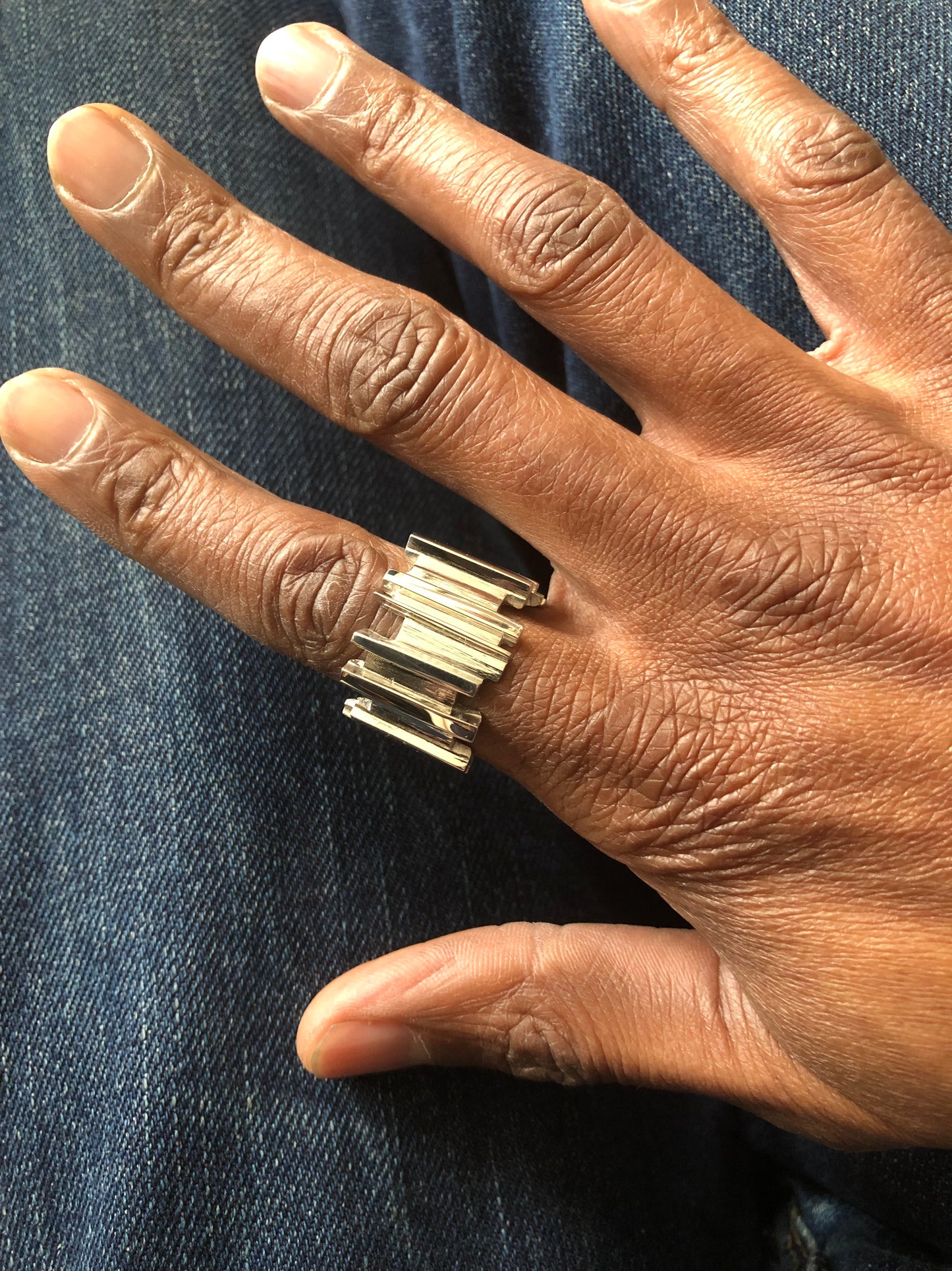 Men’s heavy solid silver Ruff Random ring