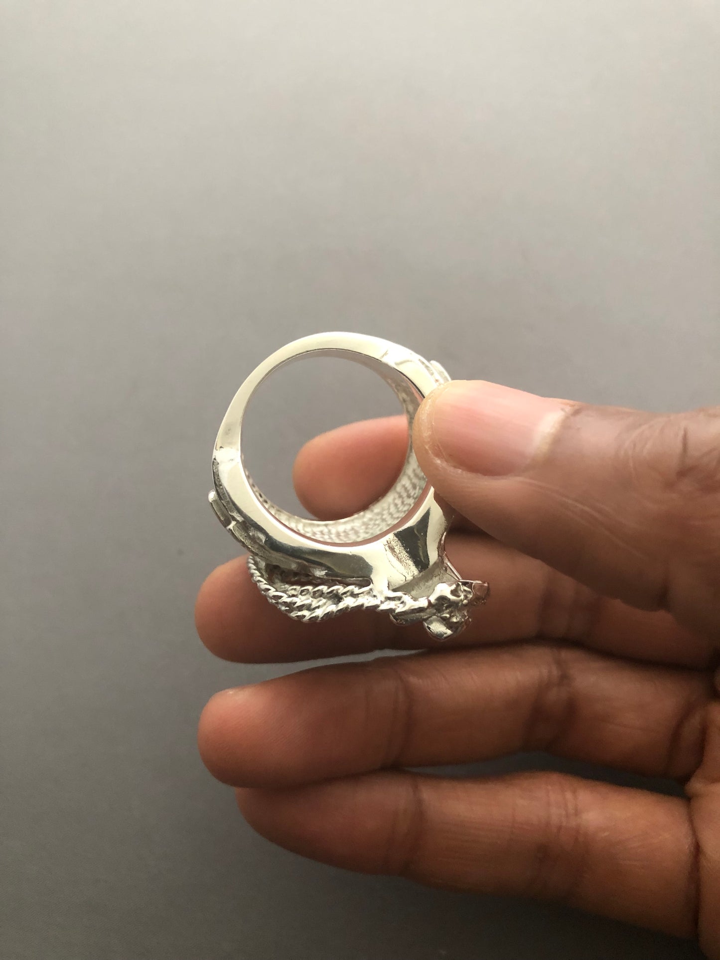 Massive heavy solid silver saddle ring