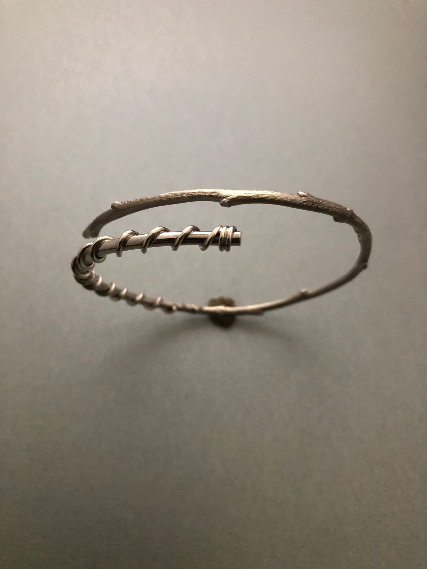 Unisex solid silver organic bangle