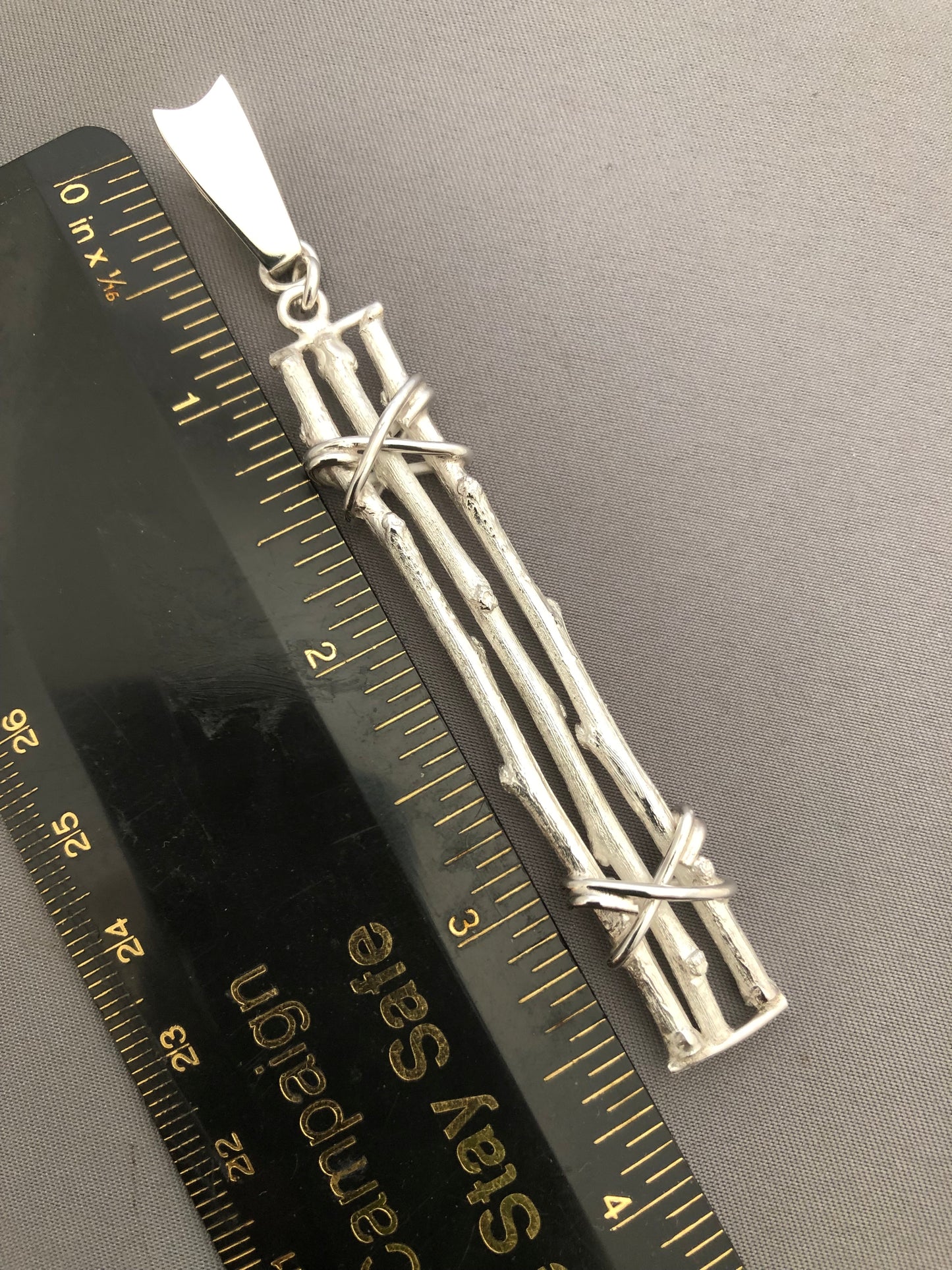 Solid silver old fence pendant
