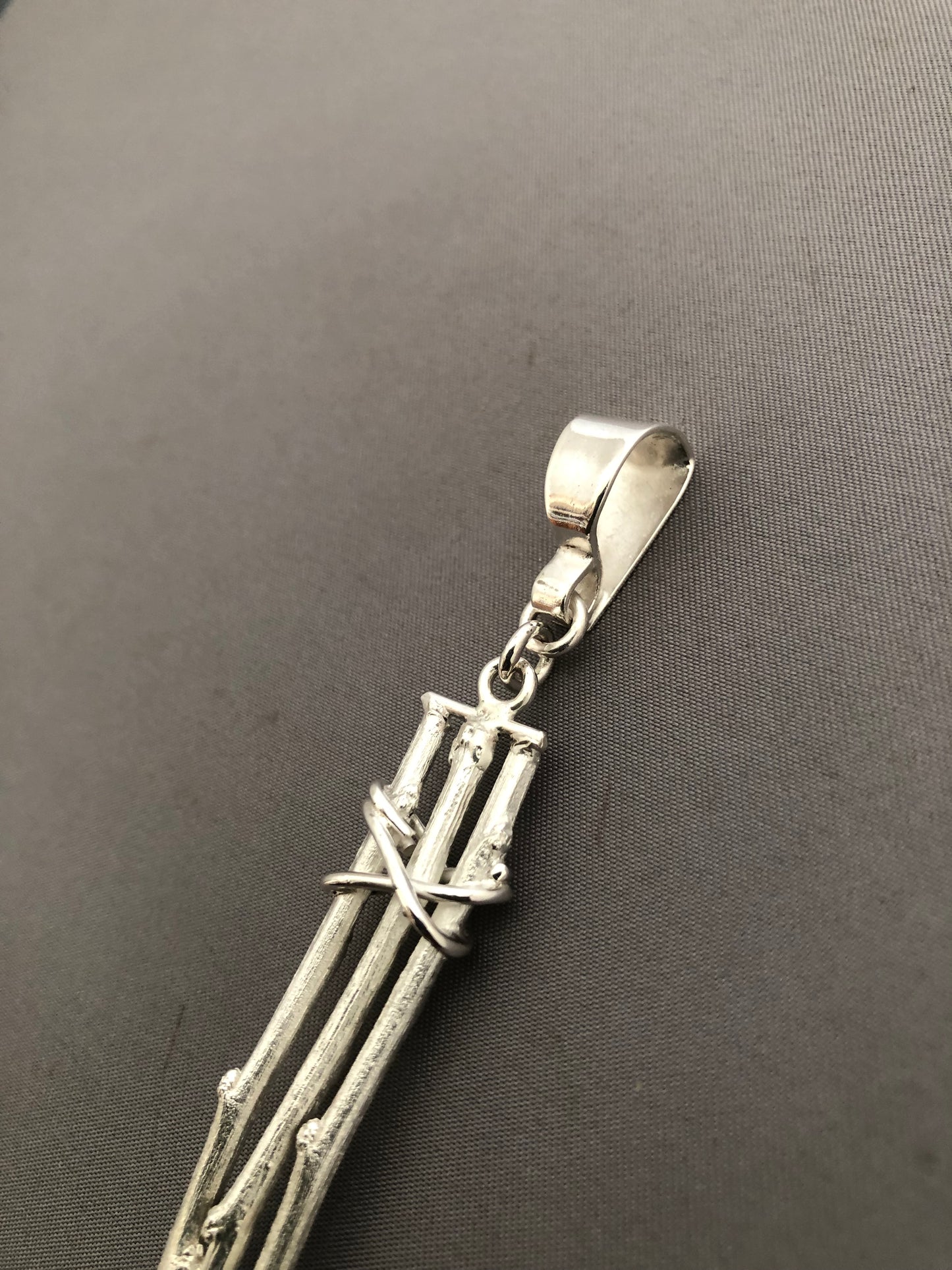 Solid silver old fence pendant