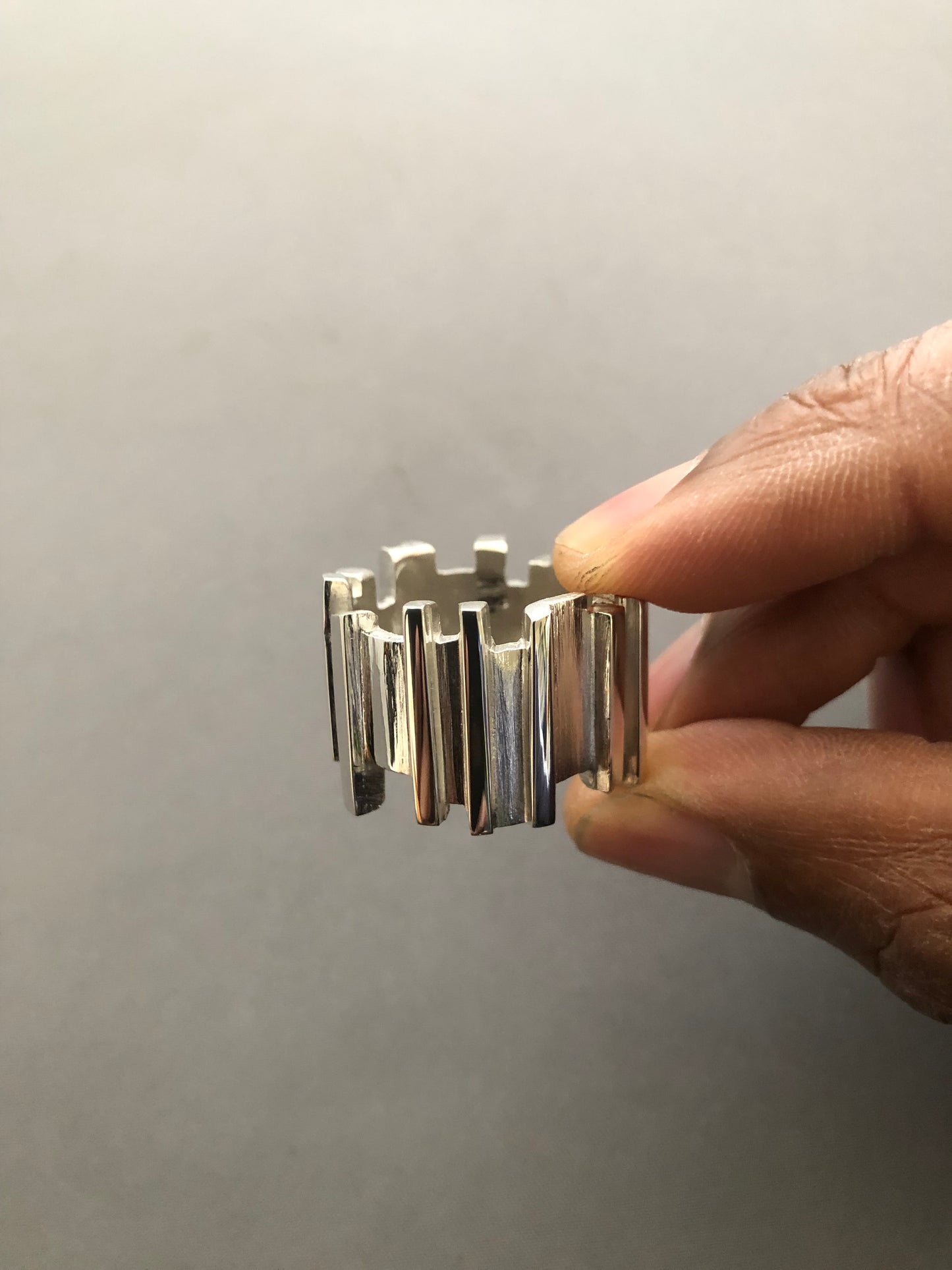 Men’s heavy solid silver Ruff Random ring