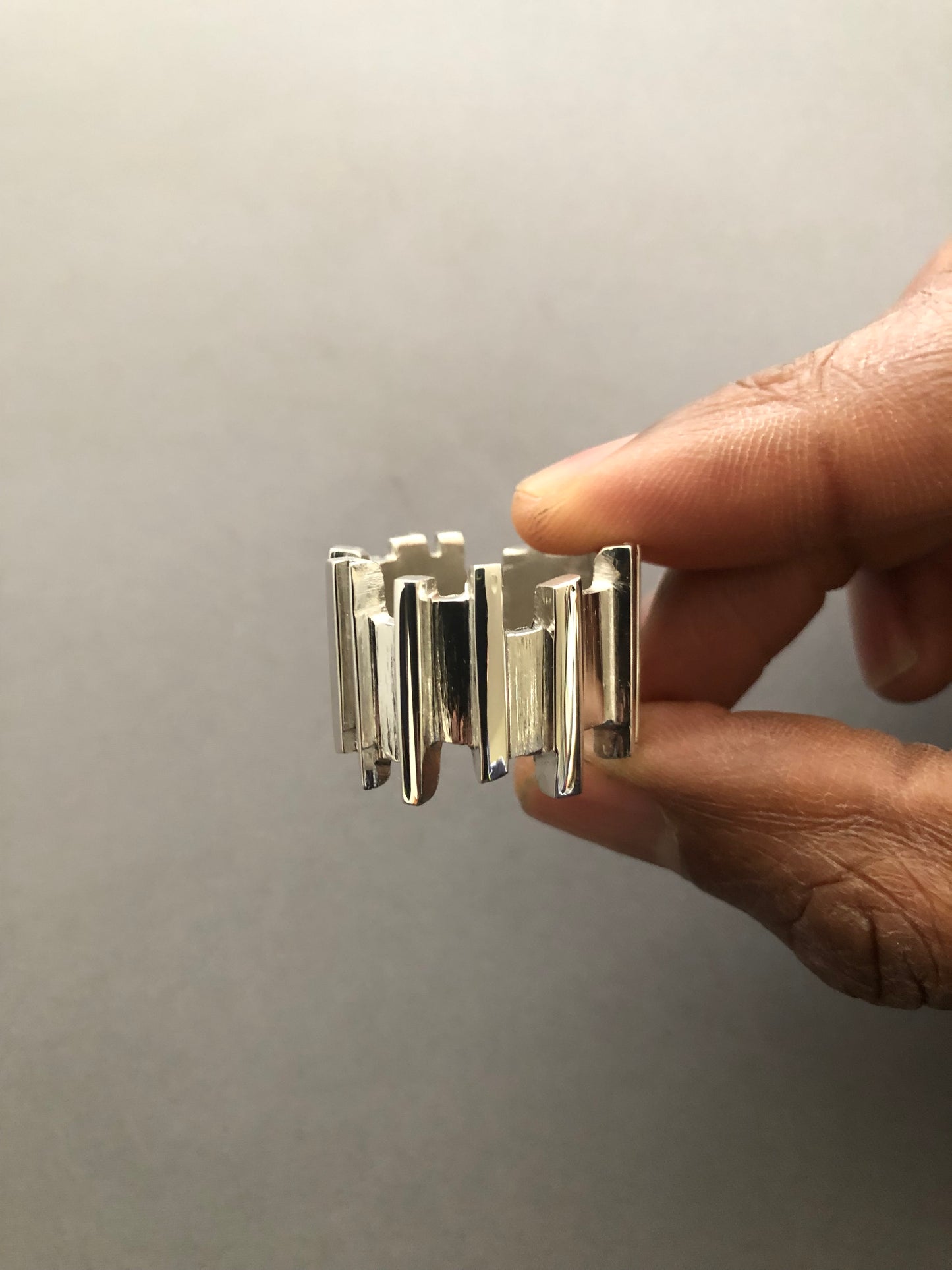 Men’s heavy solid silver Ruff Random ring