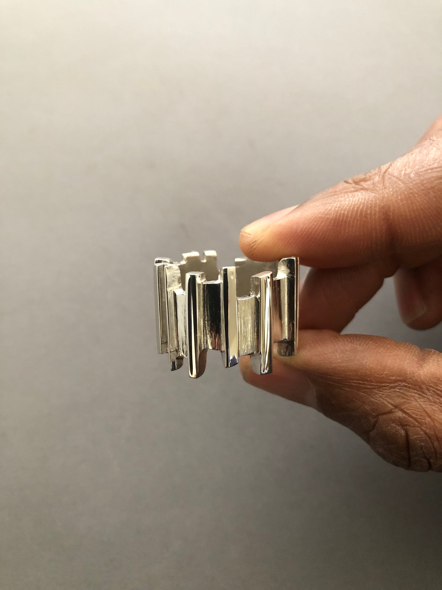 Men’s heavy solid silver Ruff Random ring