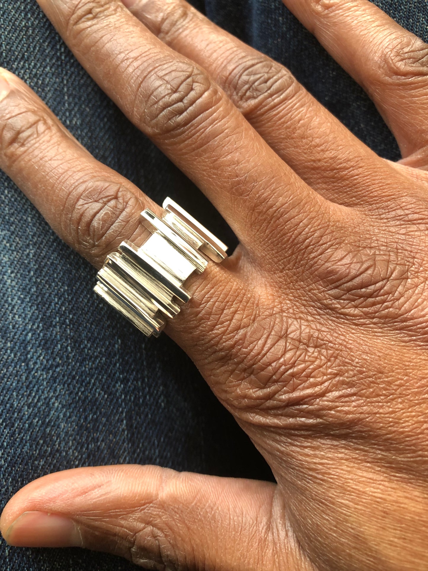 Men’s heavy solid silver Ruff Random ring