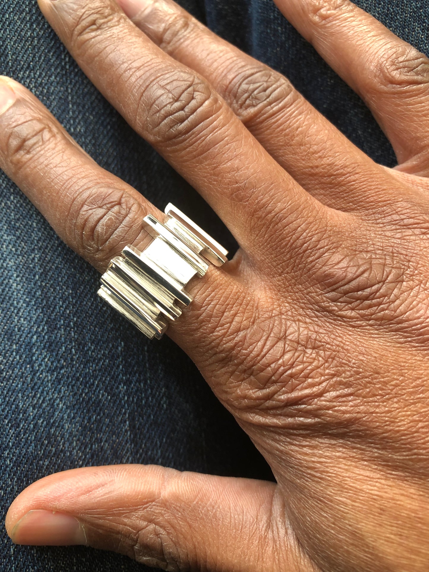 Men’s heavy solid silver Ruff Random ring