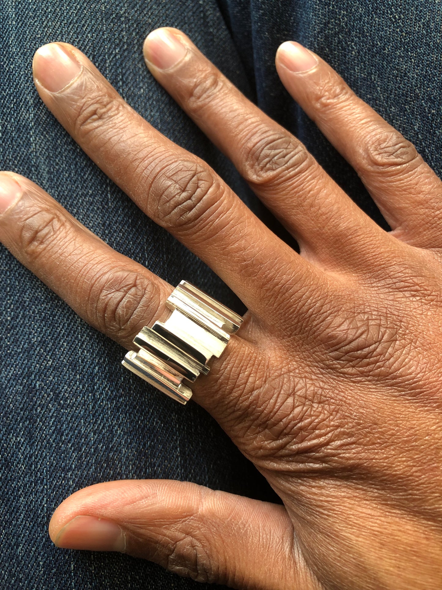 Men’s heavy solid silver Ruff Random ring