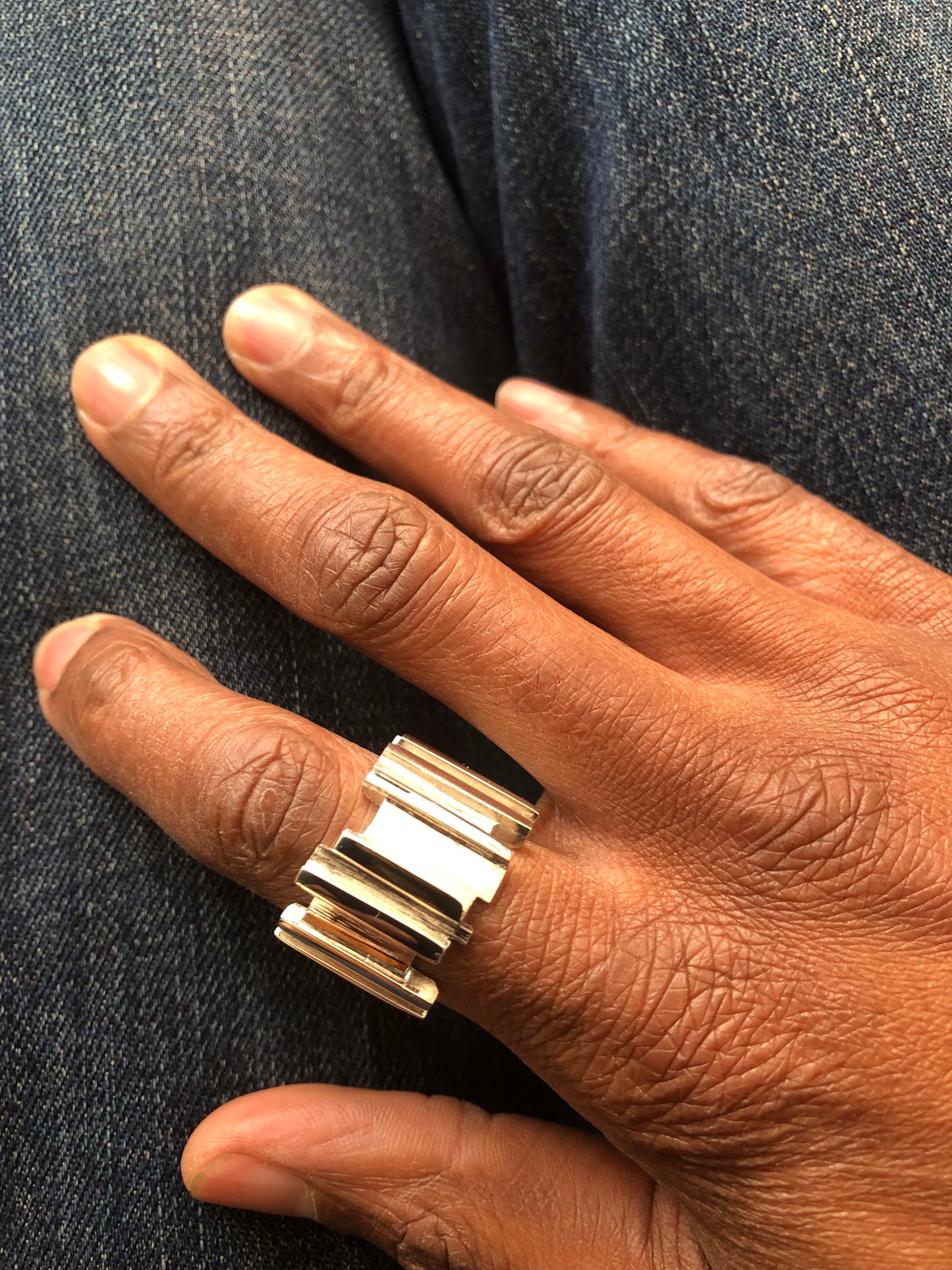 Men’s heavy solid silver Ruff Random ring