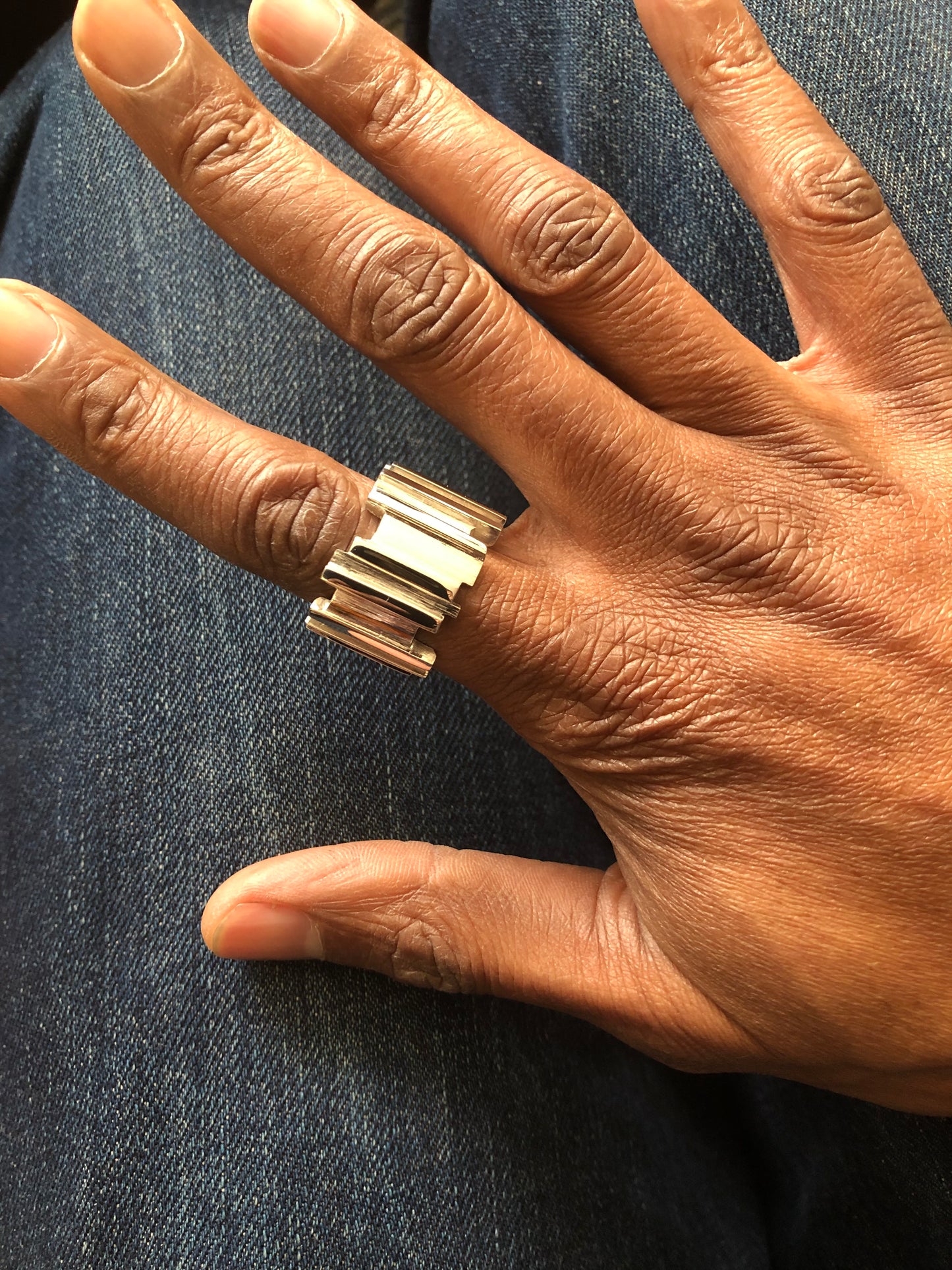 Men’s heavy solid silver Ruff Random ring