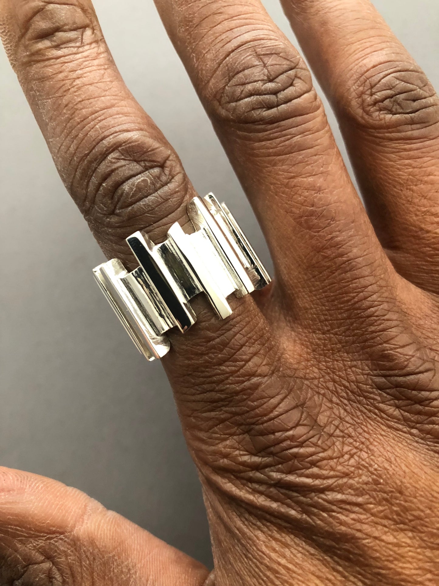 Men’s heavy solid silver Ruff Random ring
