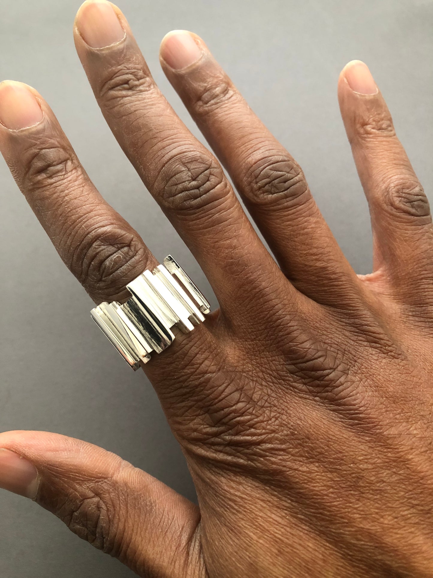 Men’s heavy solid silver Ruff Random ring