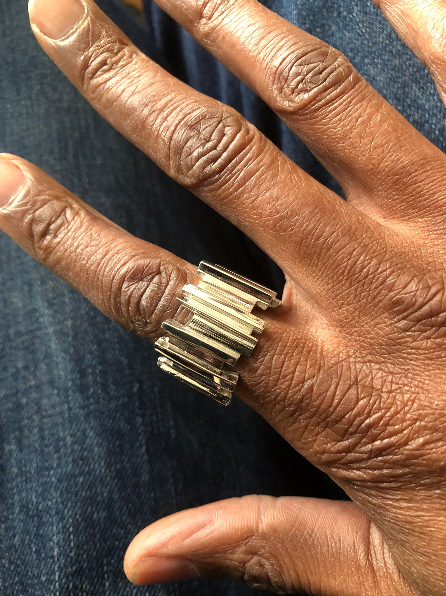 Men’s heavy solid silver Ruff Random ring