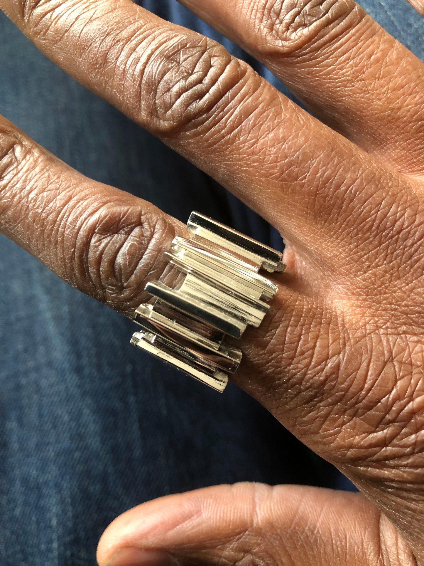 Men’s heavy solid silver Ruff Random ring