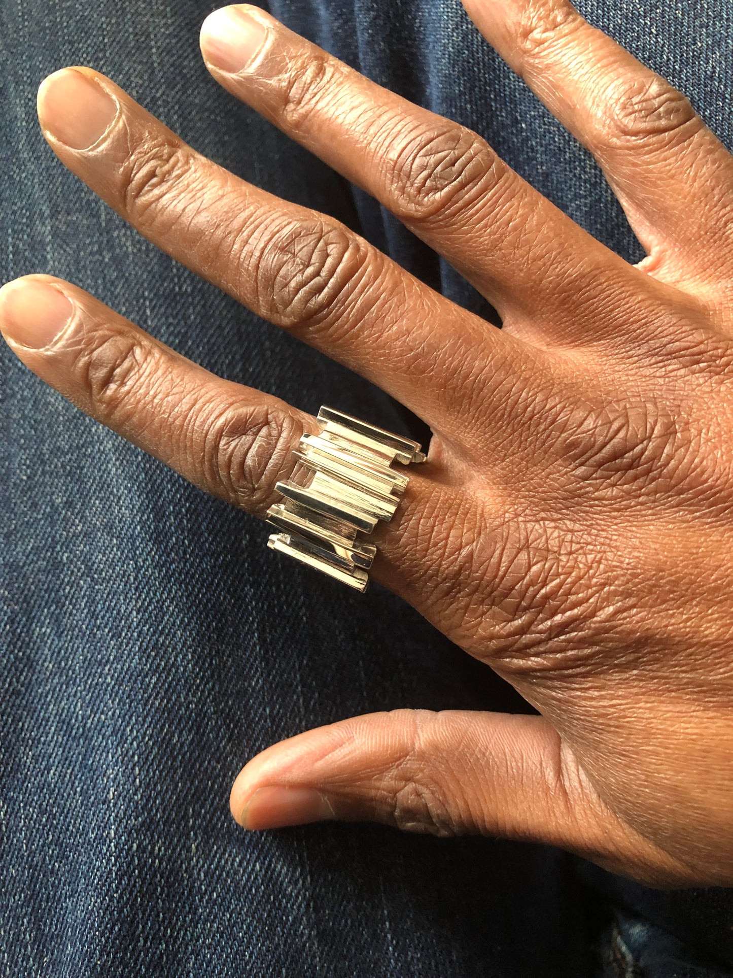 Men’s heavy solid silver Ruff Random ring