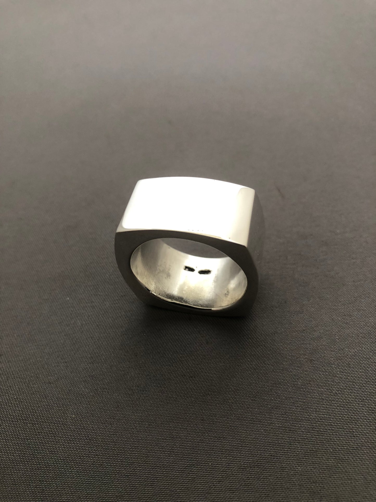 Mens solid silver heavy large plain square ring