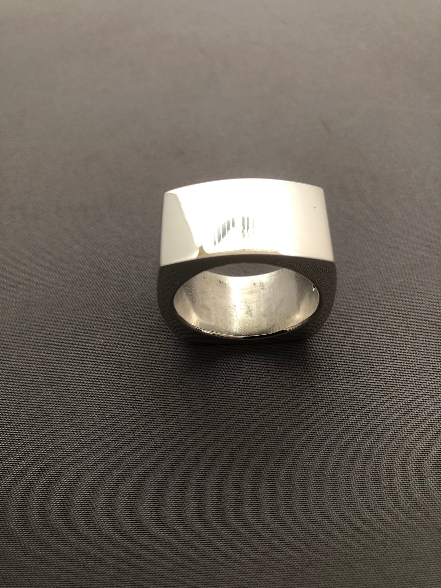 Mens solid silver heavy large plain square ring