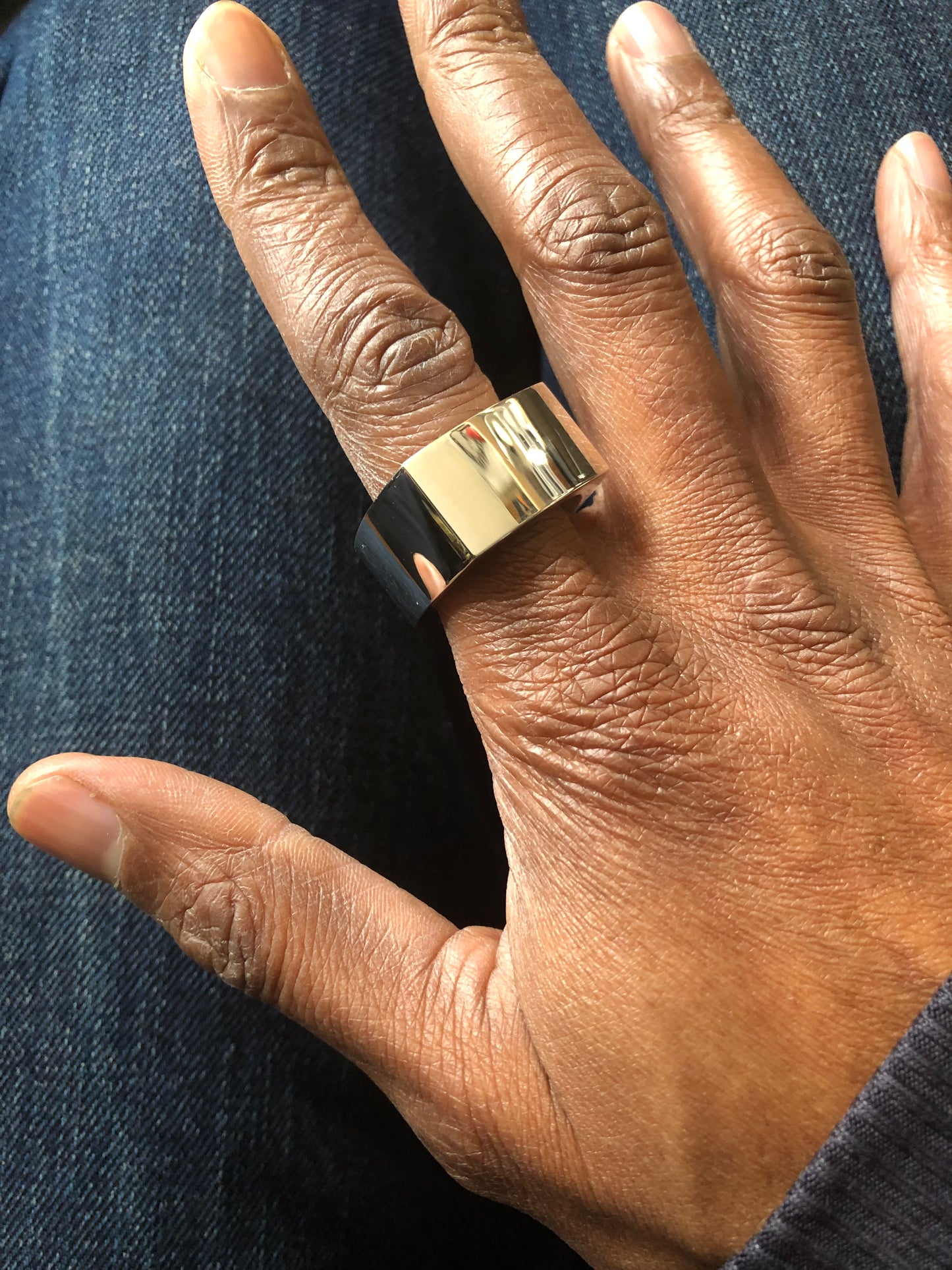 Mens solid silver heavy large plain square ring