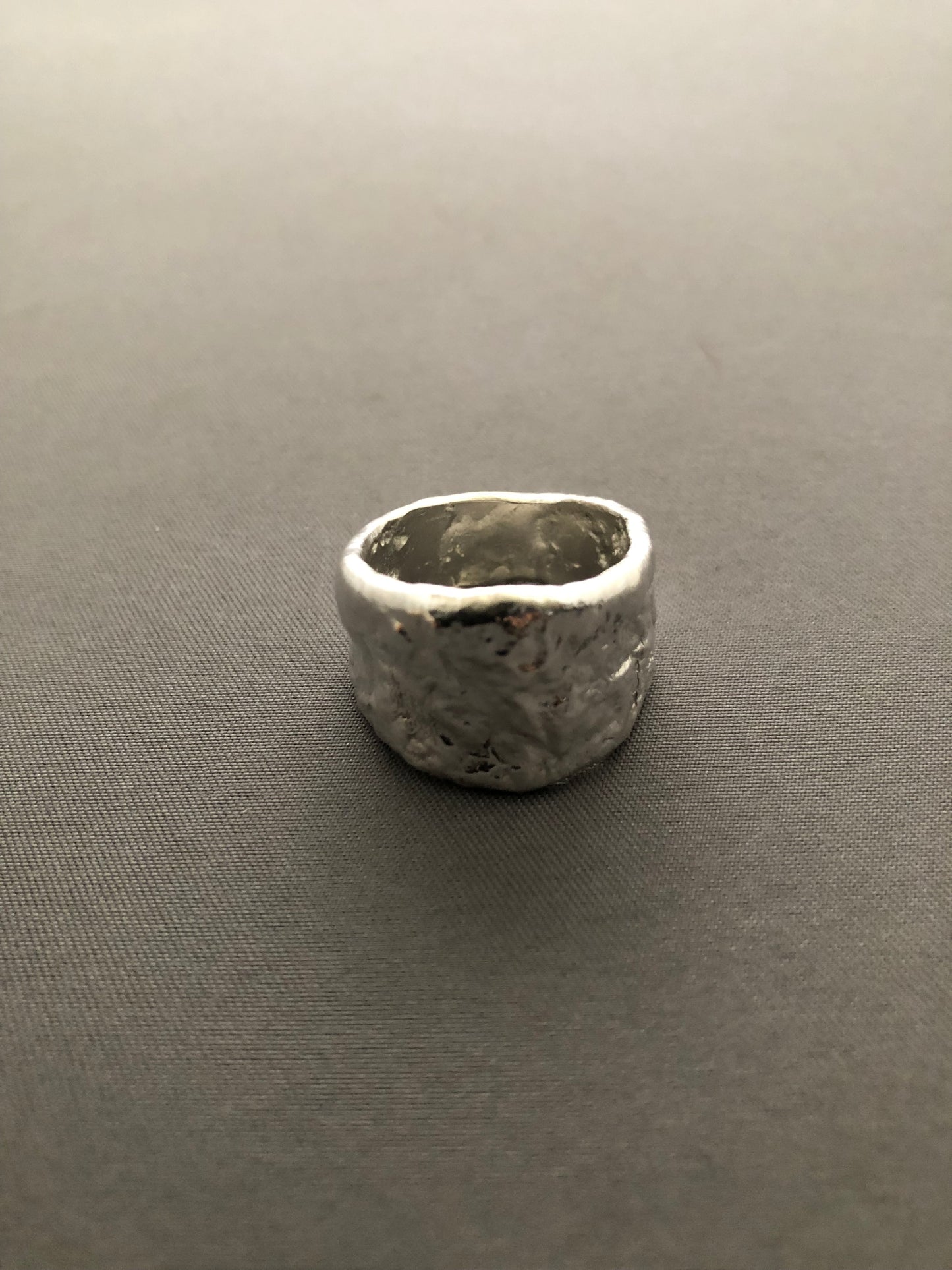 Solid silver nugget ring 1