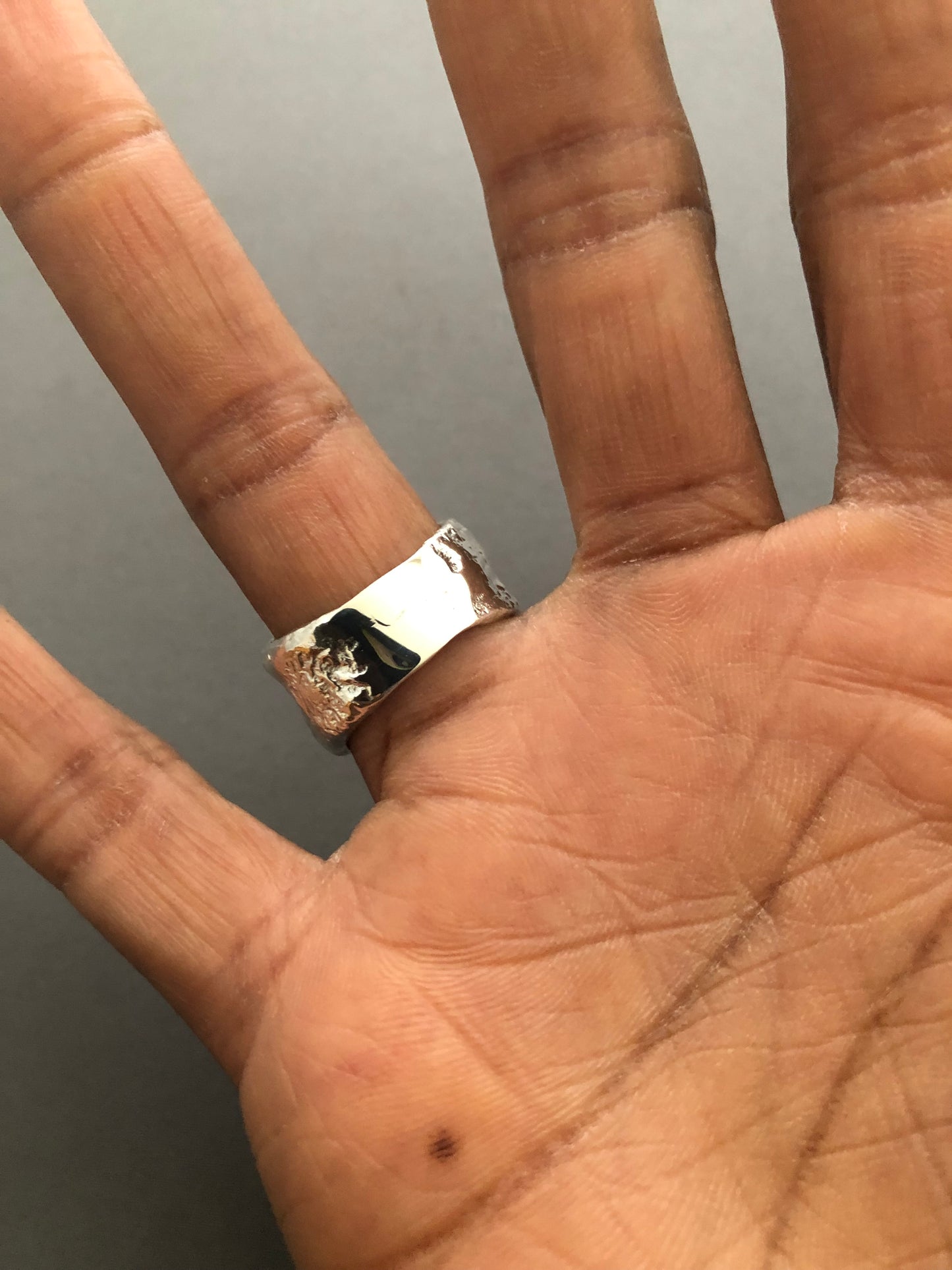 Solid silver nugget ring 1
