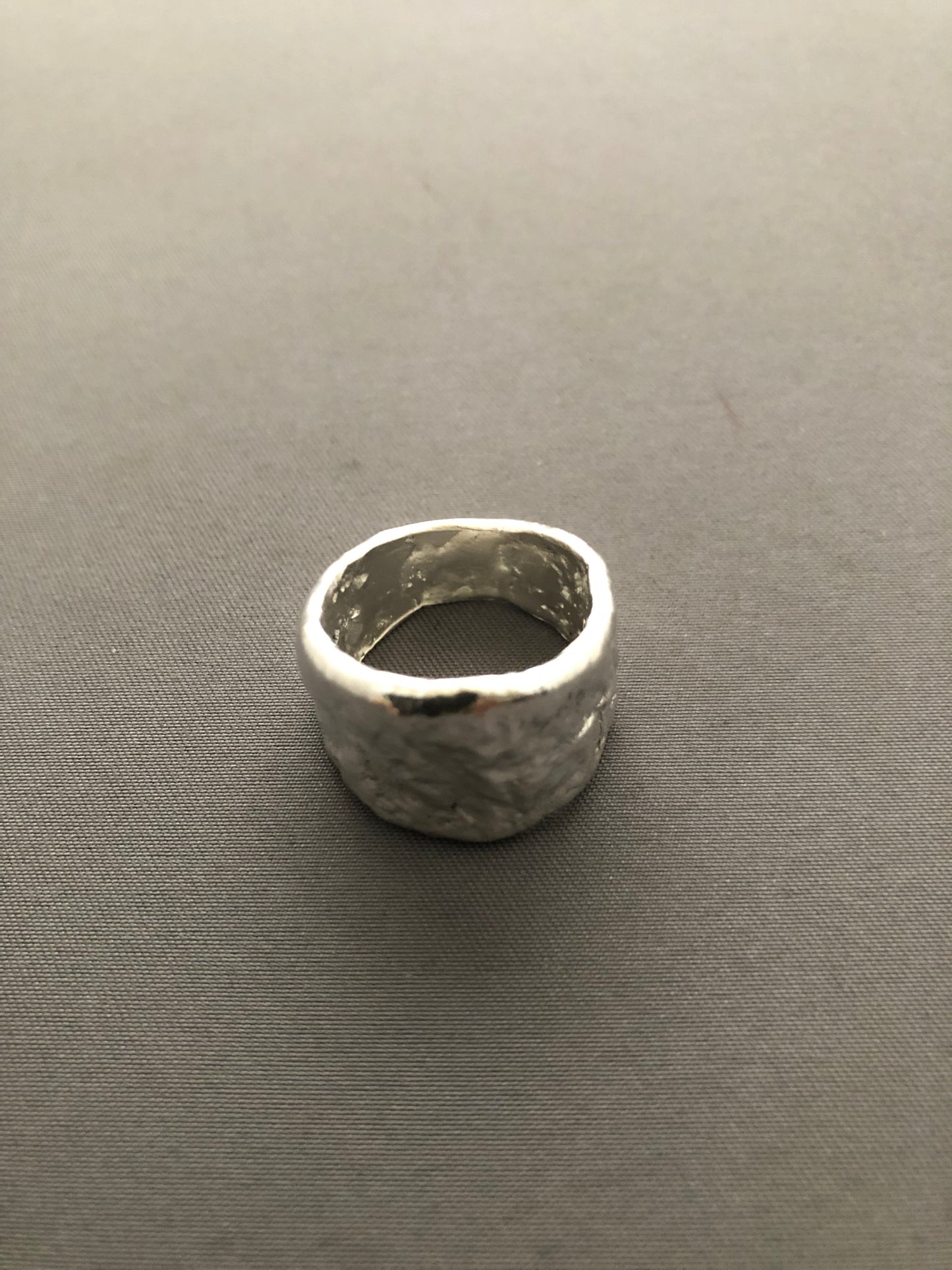 Solid silver nugget ring 1