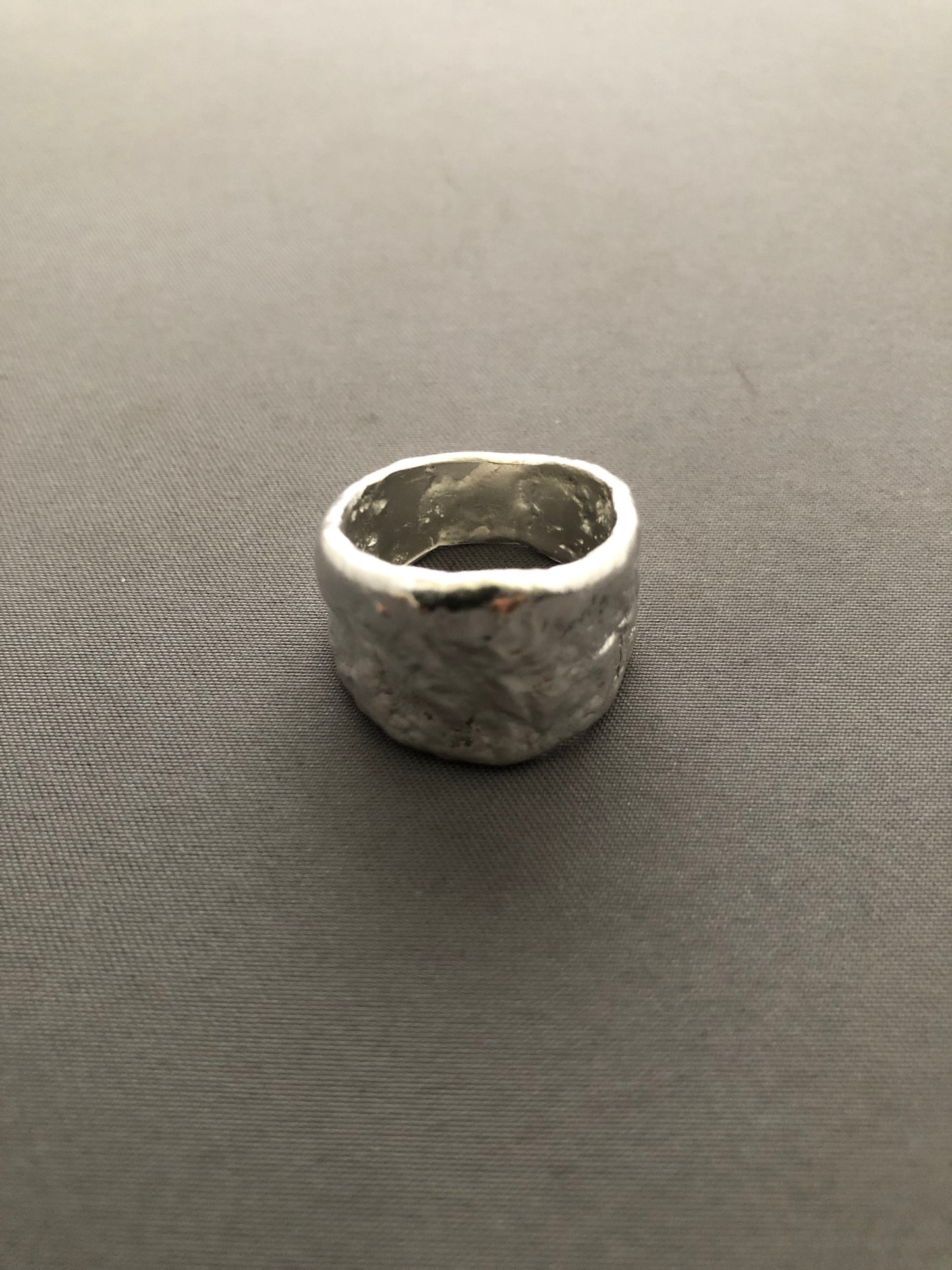 Solid silver nugget ring 1