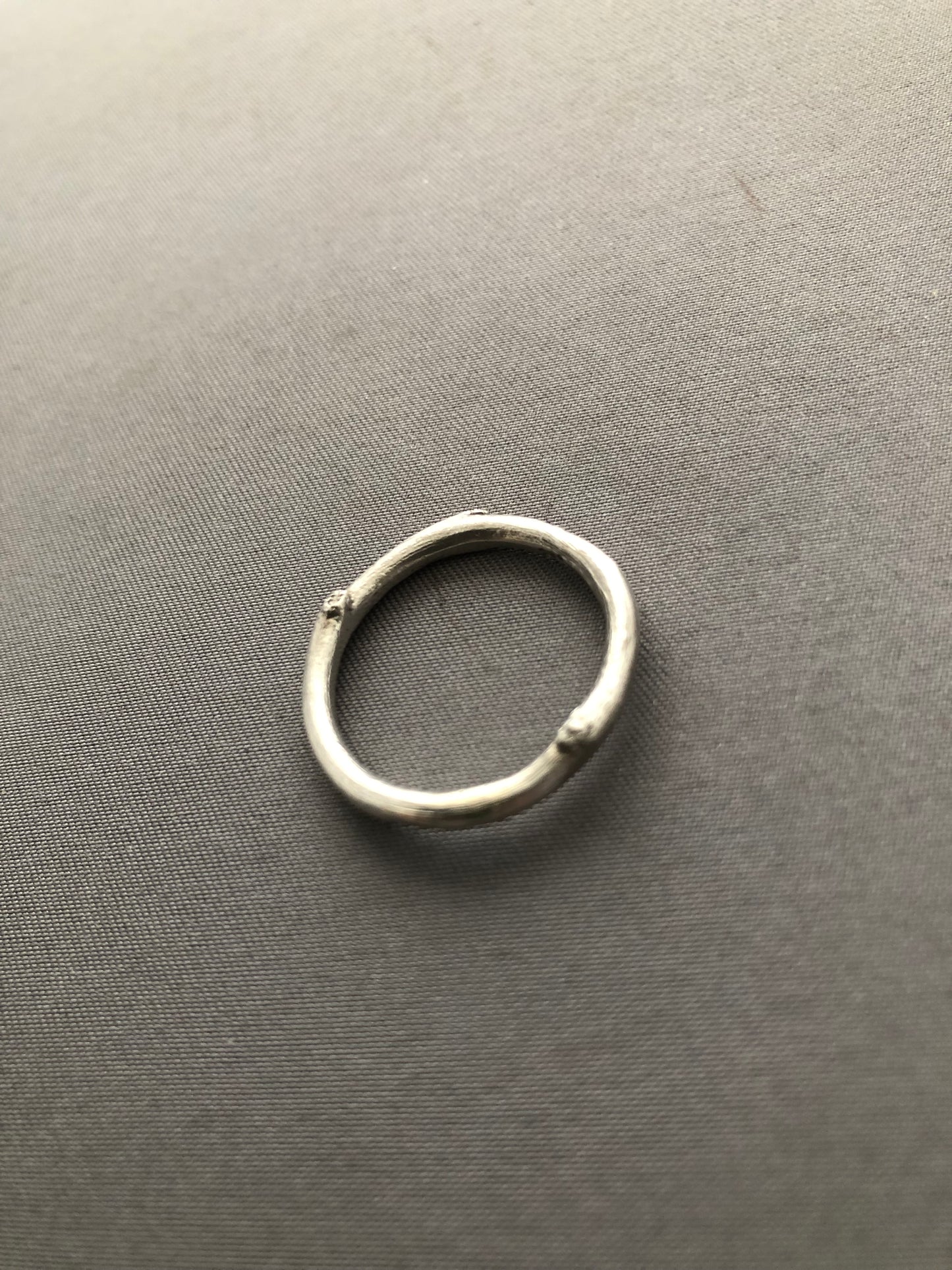 Unisex solid silver twig ring