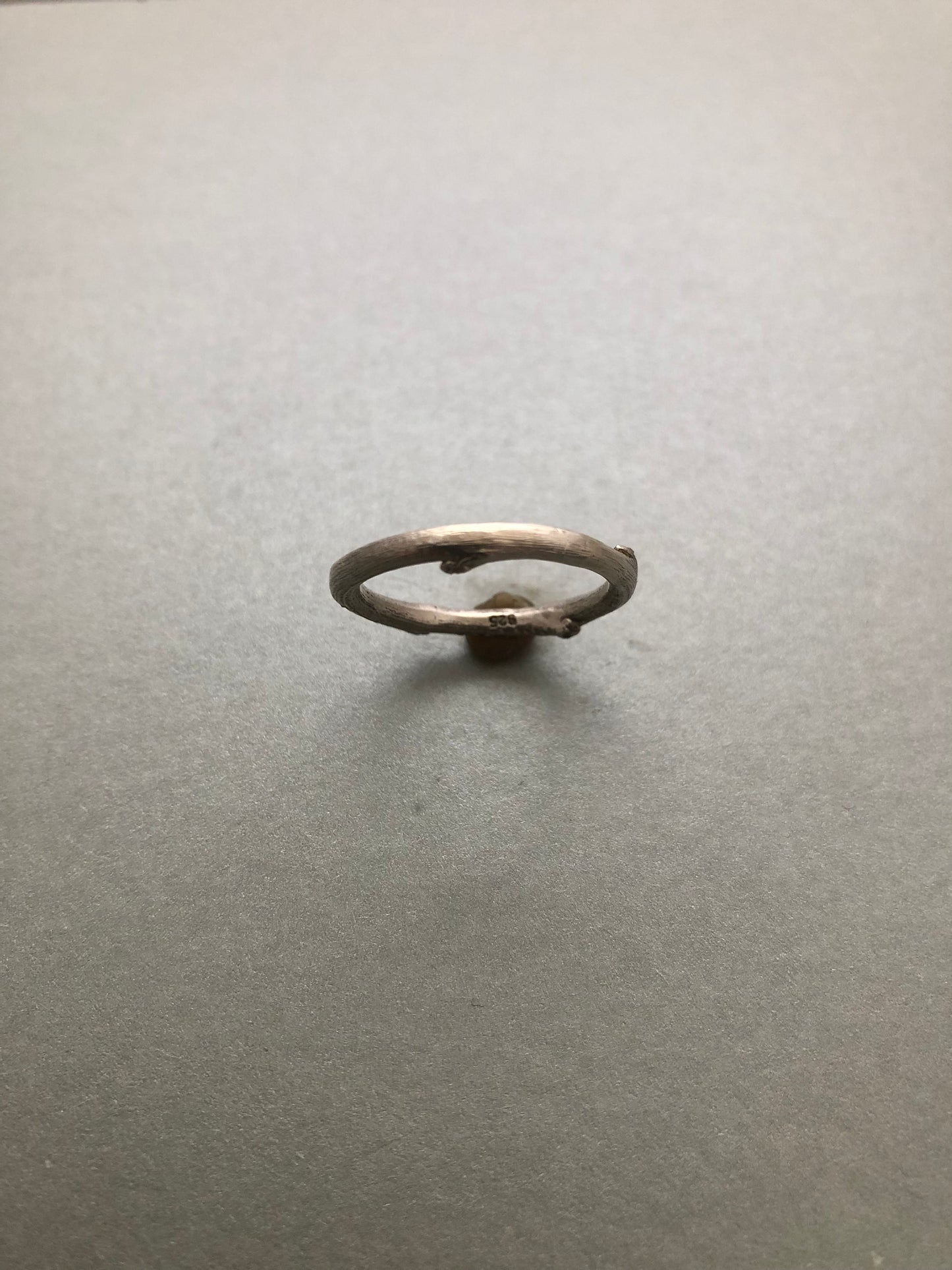 Unisex solid silver twig ring