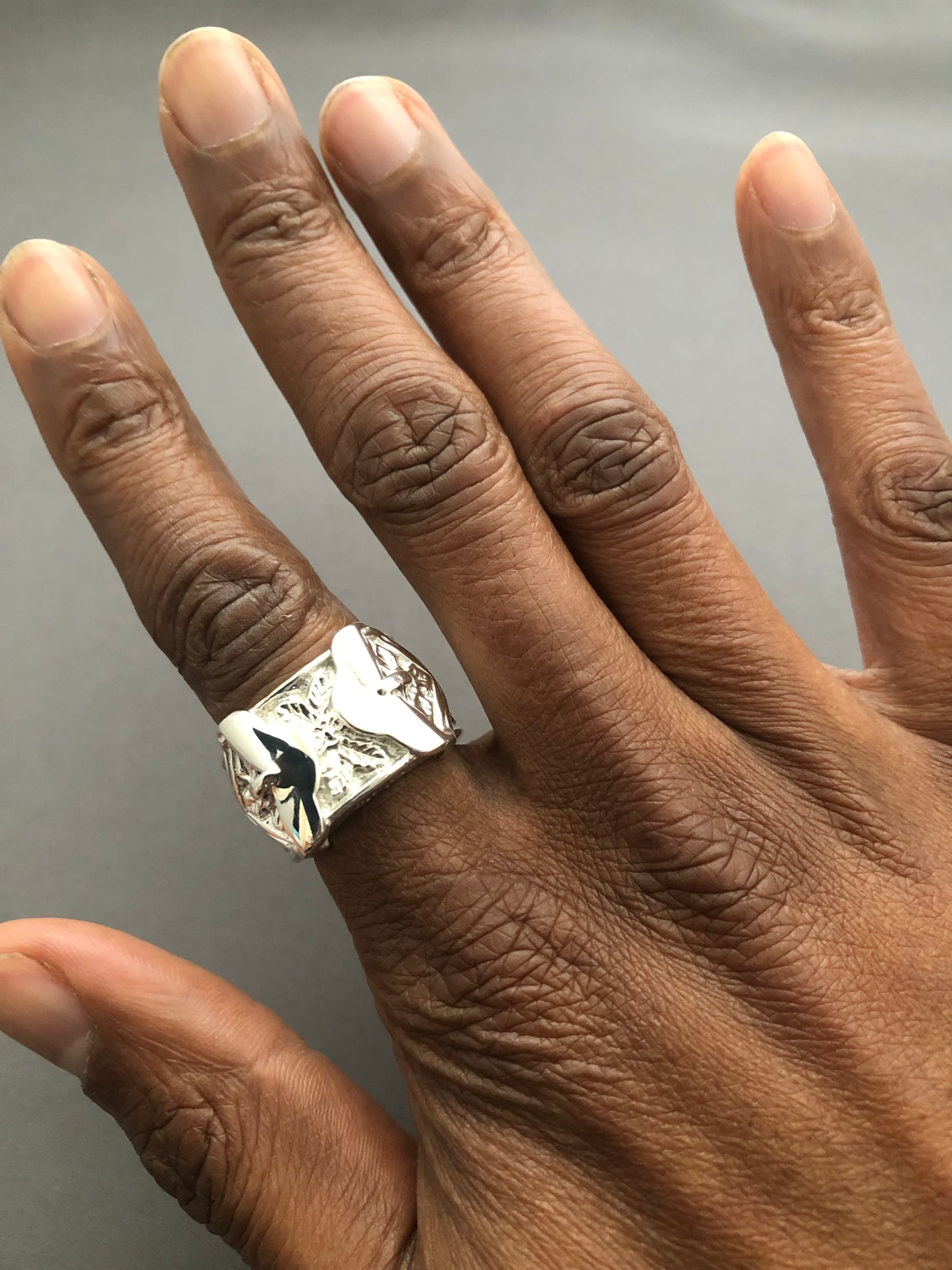Men’s solid silver heavy buckle ring