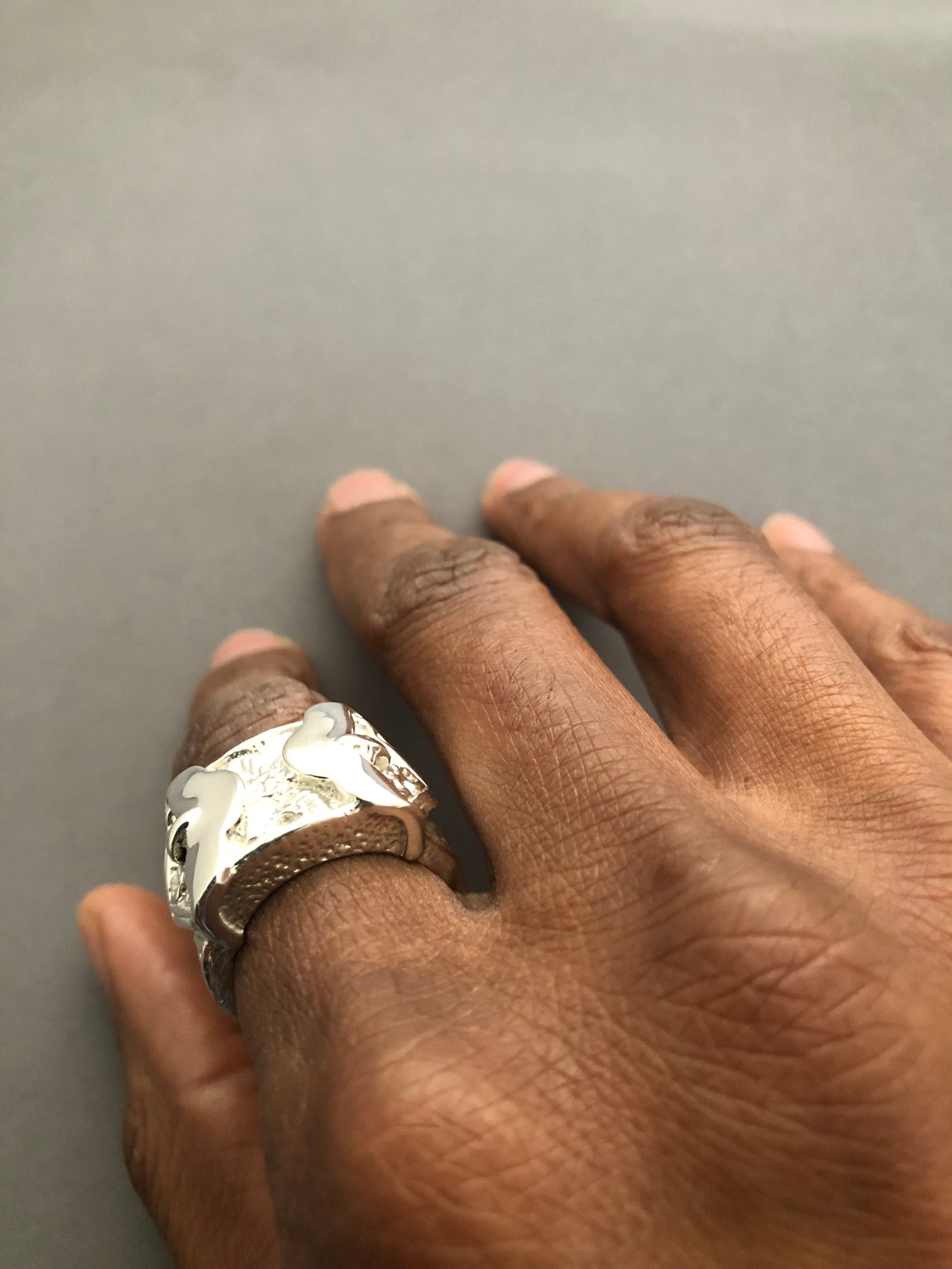 Men’s solid silver heavy buckle ring