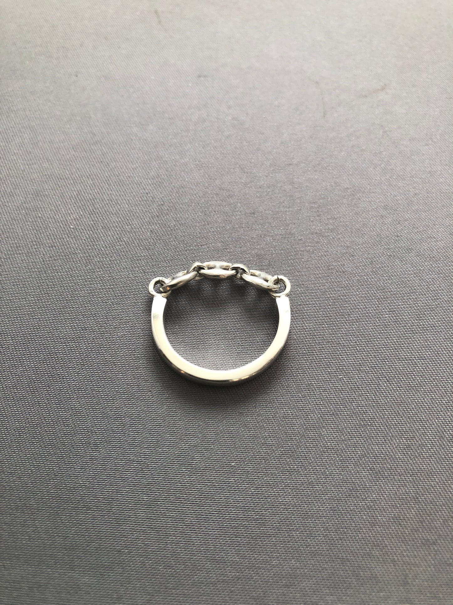 Solid silver Anchor chain ring