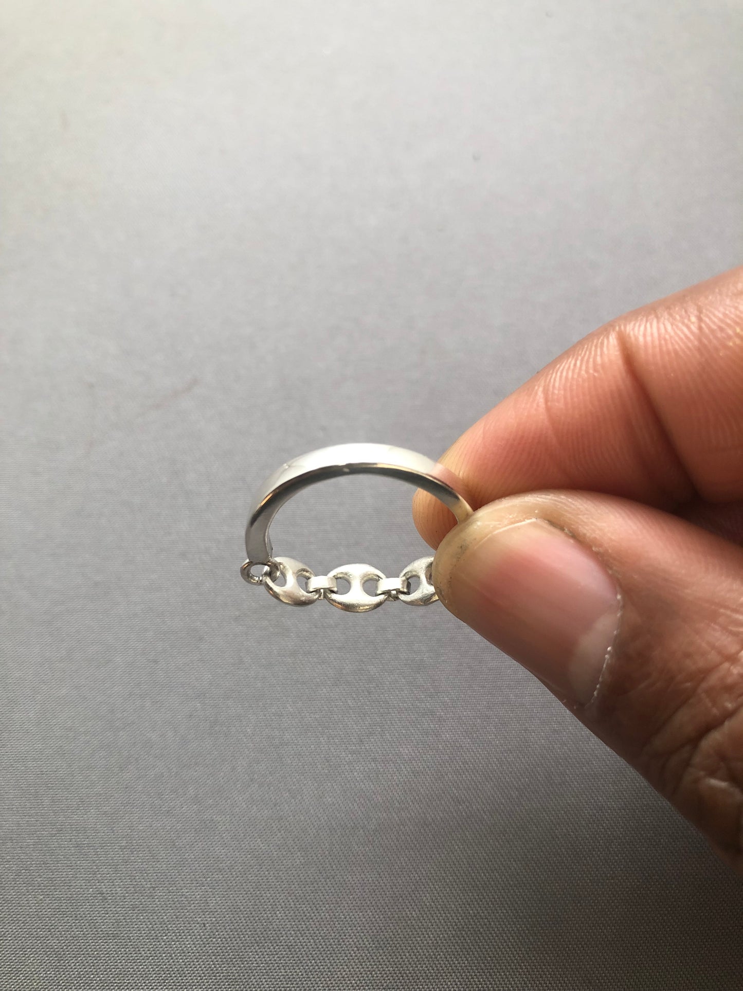 Solid silver Anchor chain ring