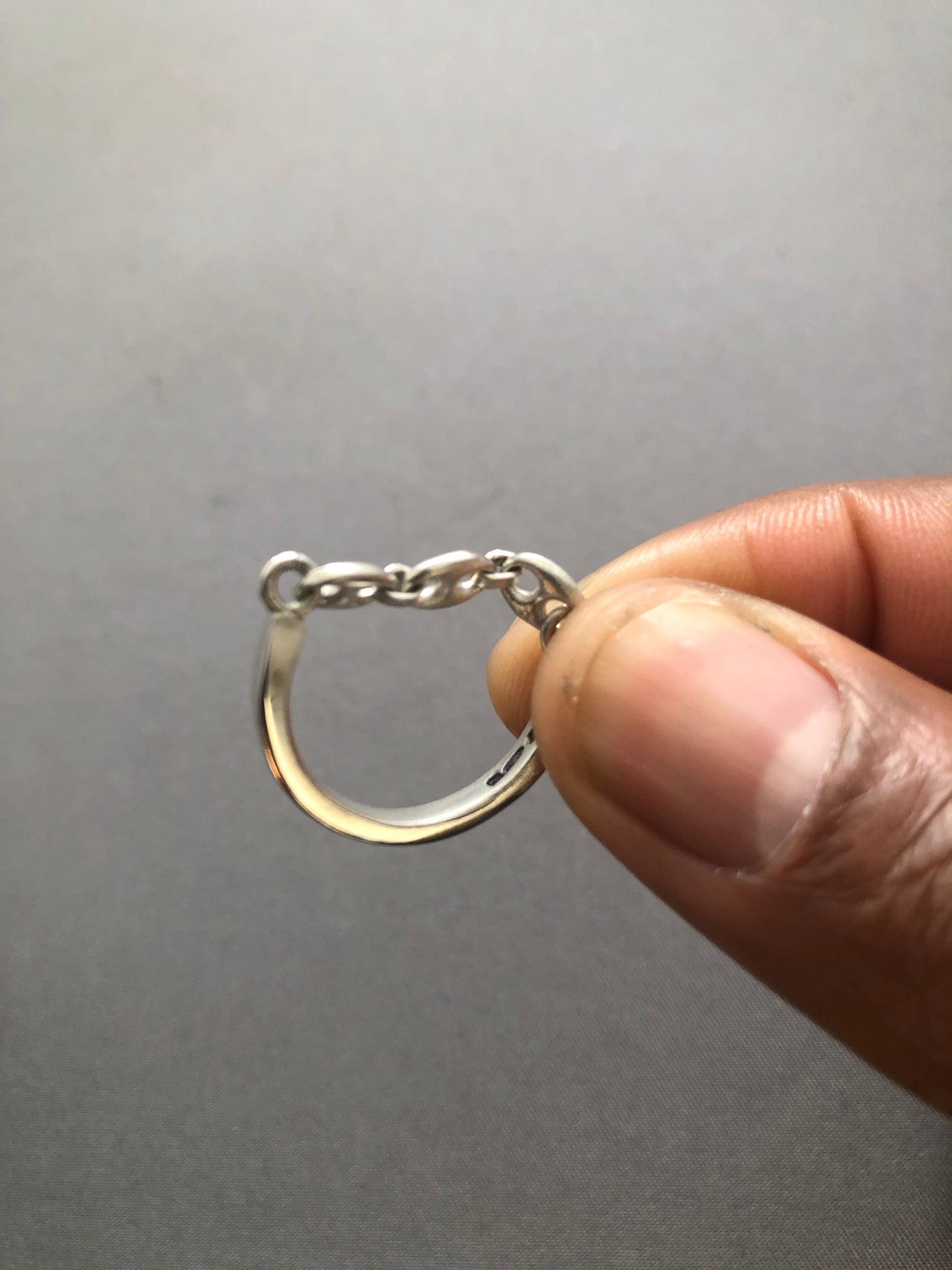 Solid silver Anchor chain ring