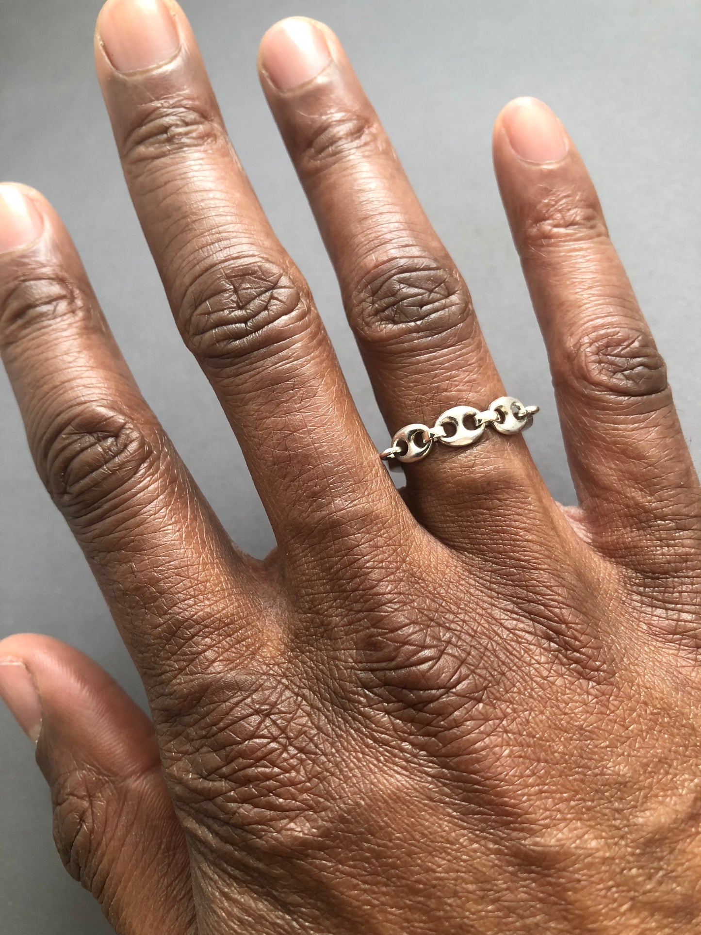 Solid silver Anchor chain ring