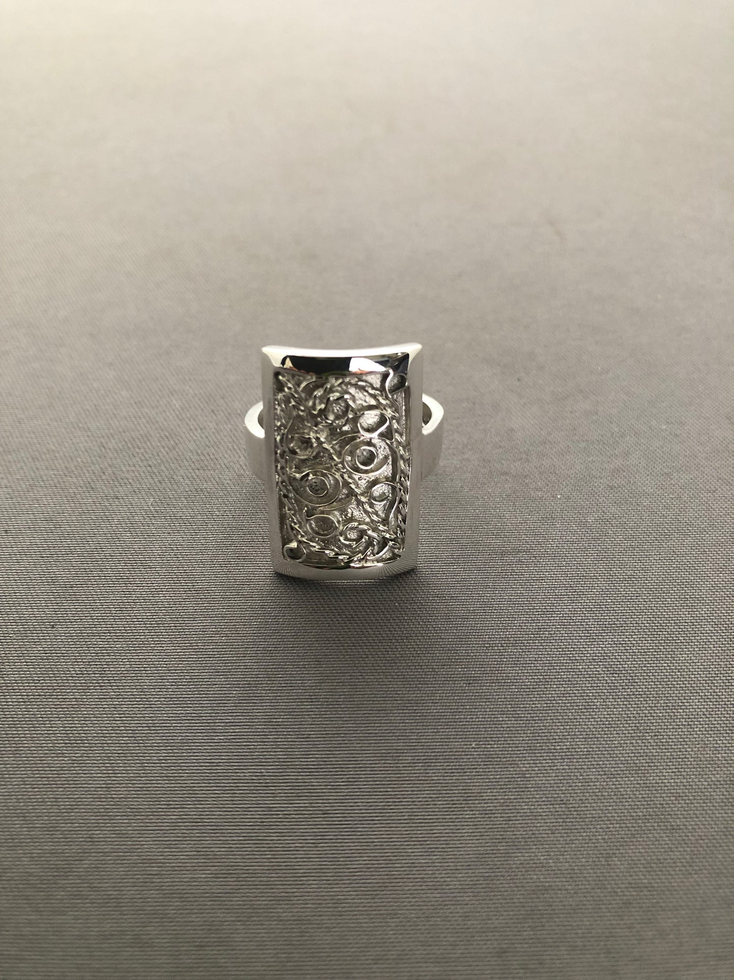 Ladies filigree square solid silver ring