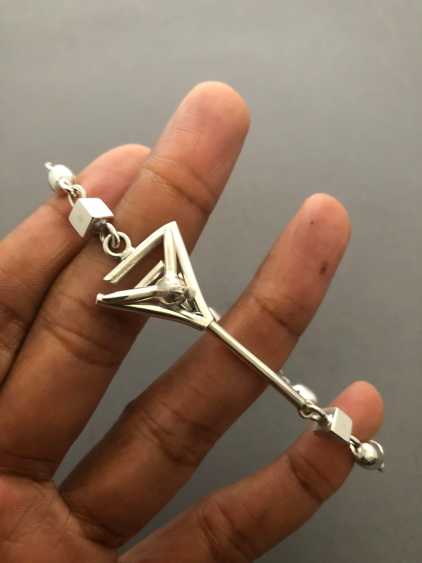 Men’s solid silver spike bracelet