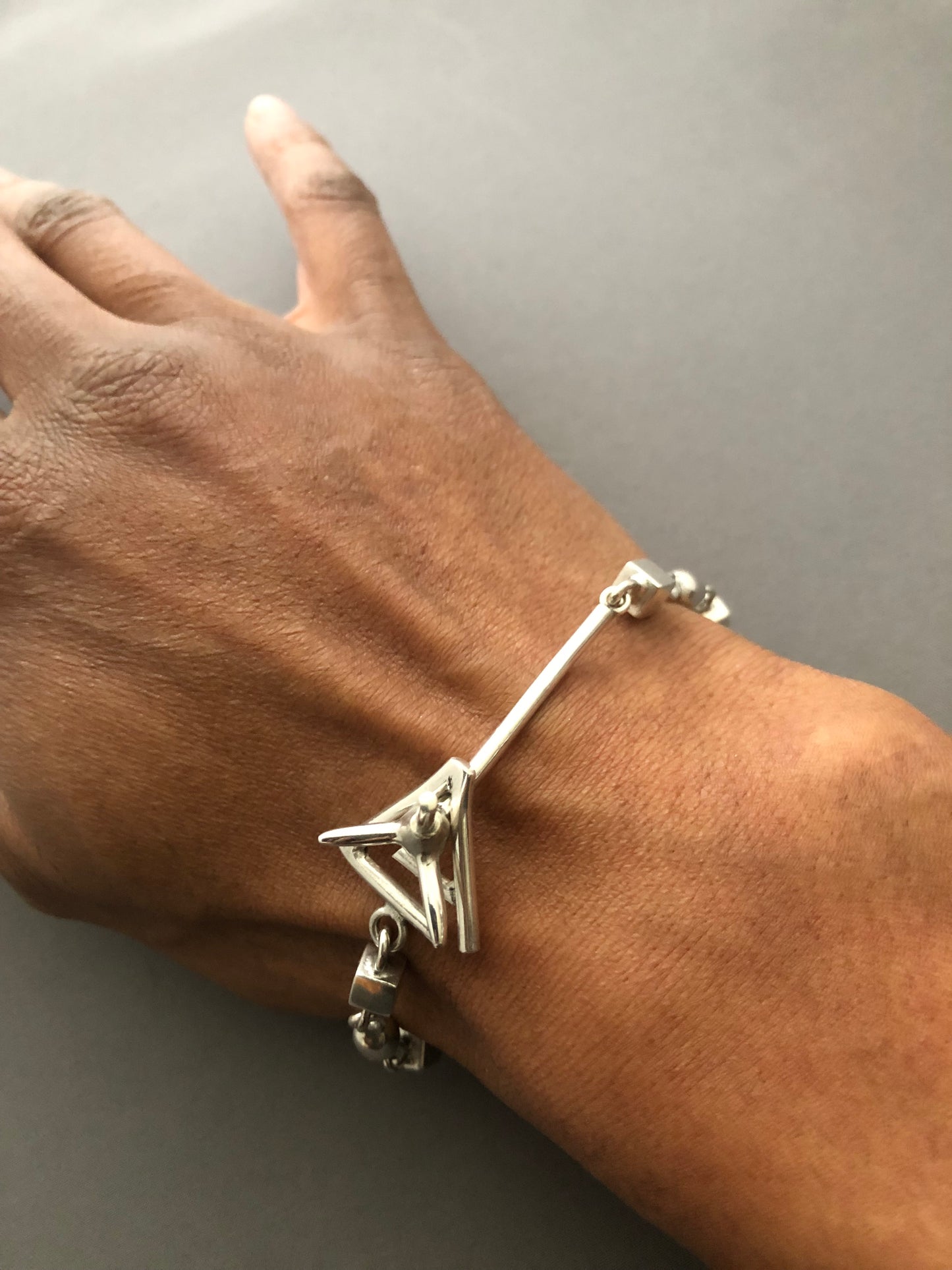 Men’s solid silver spike bracelet