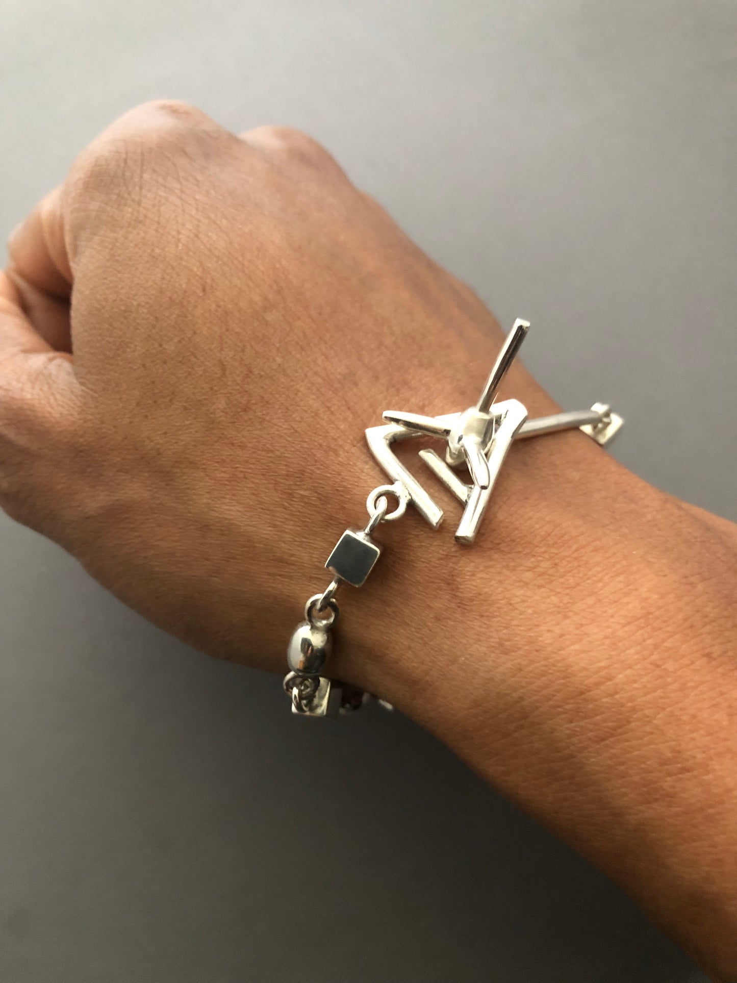 Men’s solid silver spike bracelet