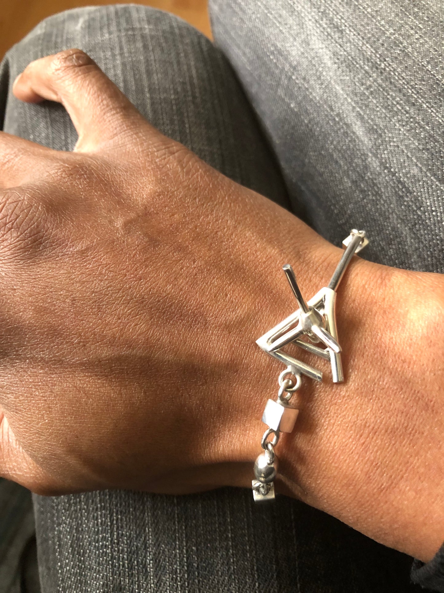 Men’s solid silver spike bracelet