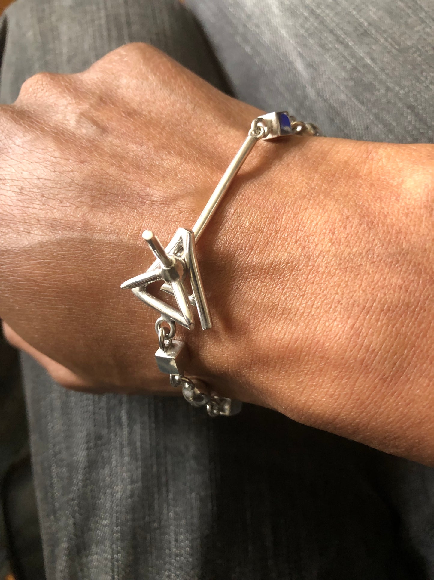 Men’s solid silver spike bracelet