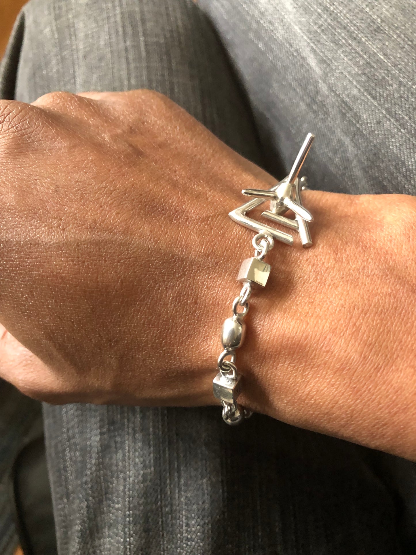 Men’s solid silver spike bracelet