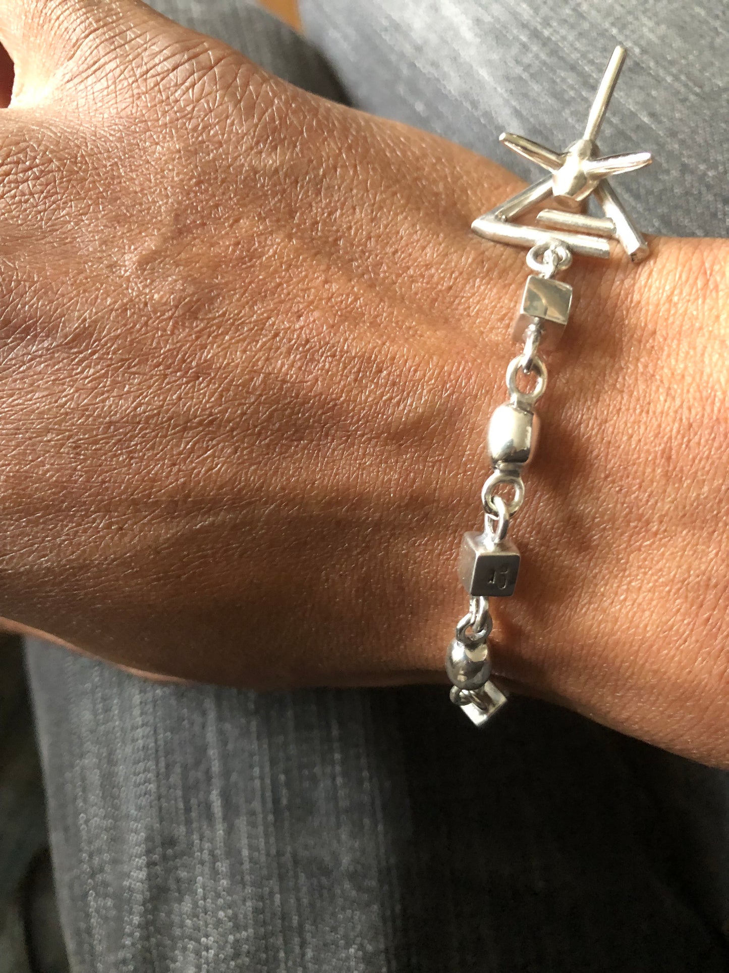 Men’s solid silver spike bracelet