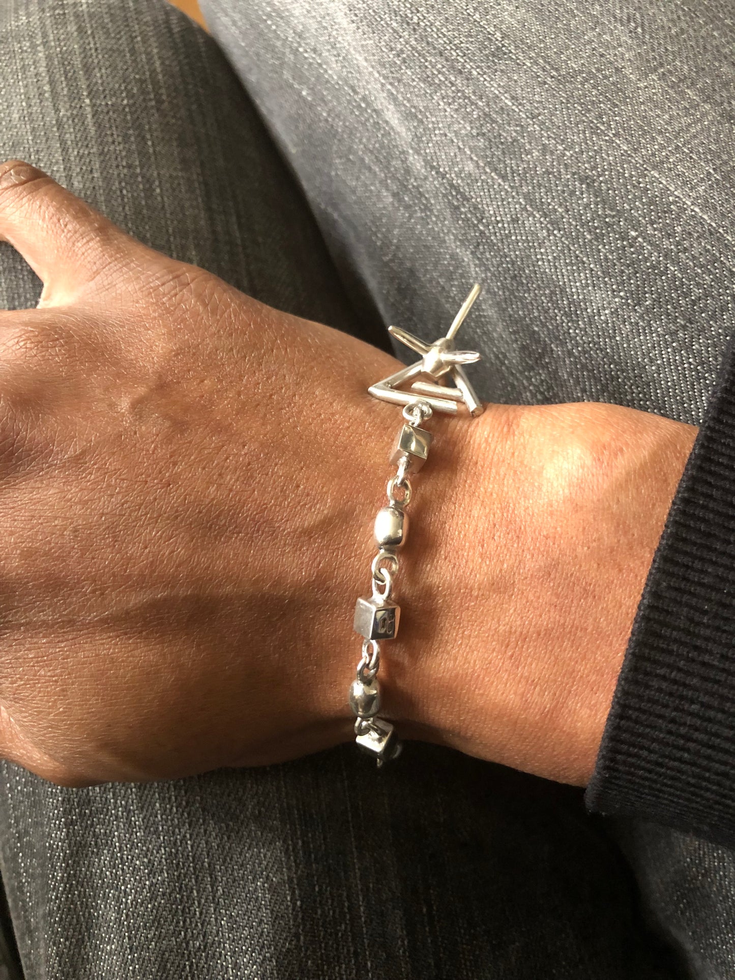 Men’s solid silver spike bracelet