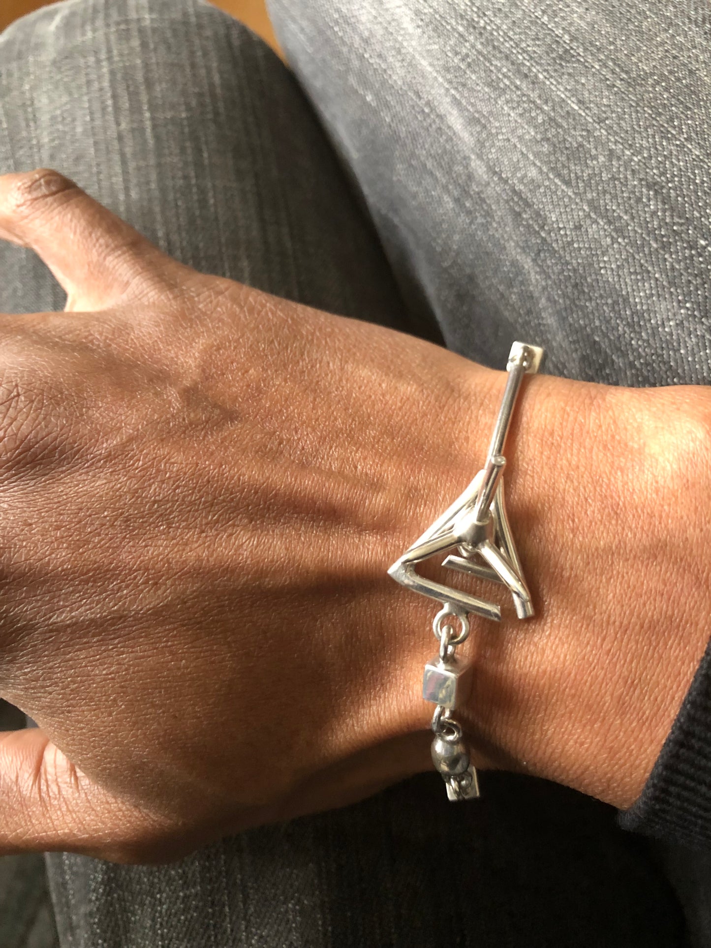 Men’s solid silver spike bracelet