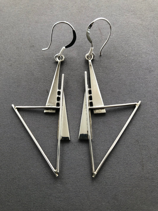Ladies Art deco silver earrings