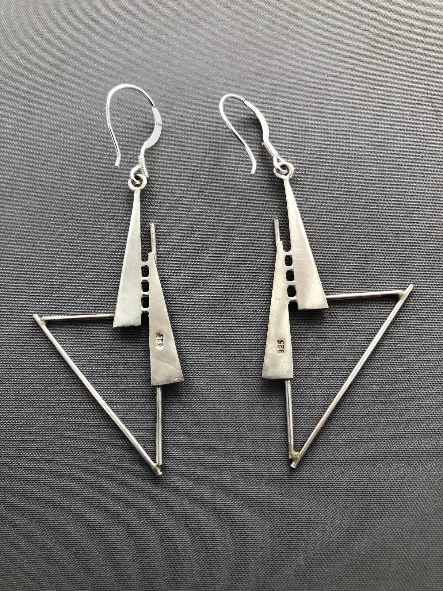 Ladies Art deco silver earrings