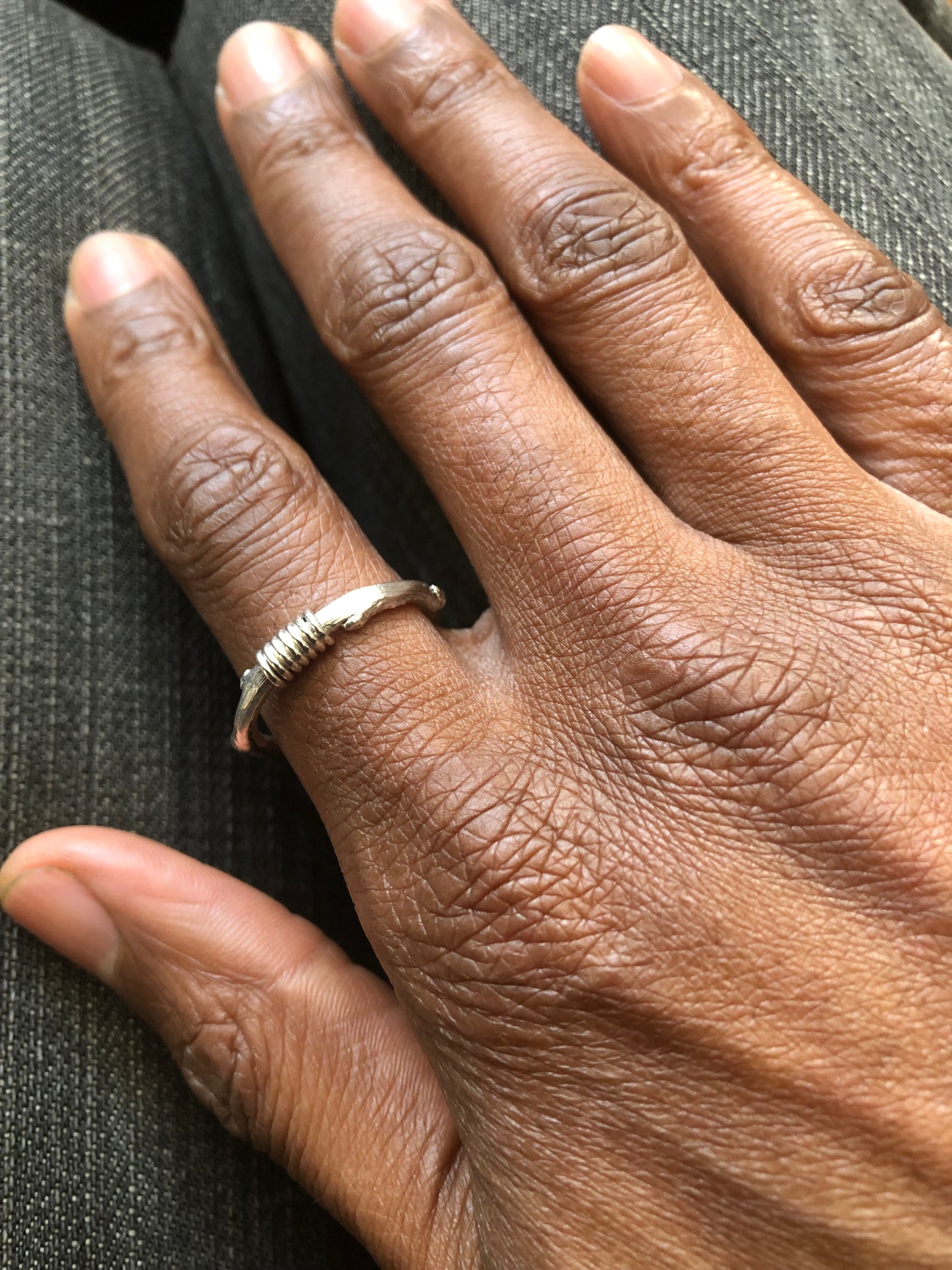 Men’s solid silver twig spring ring