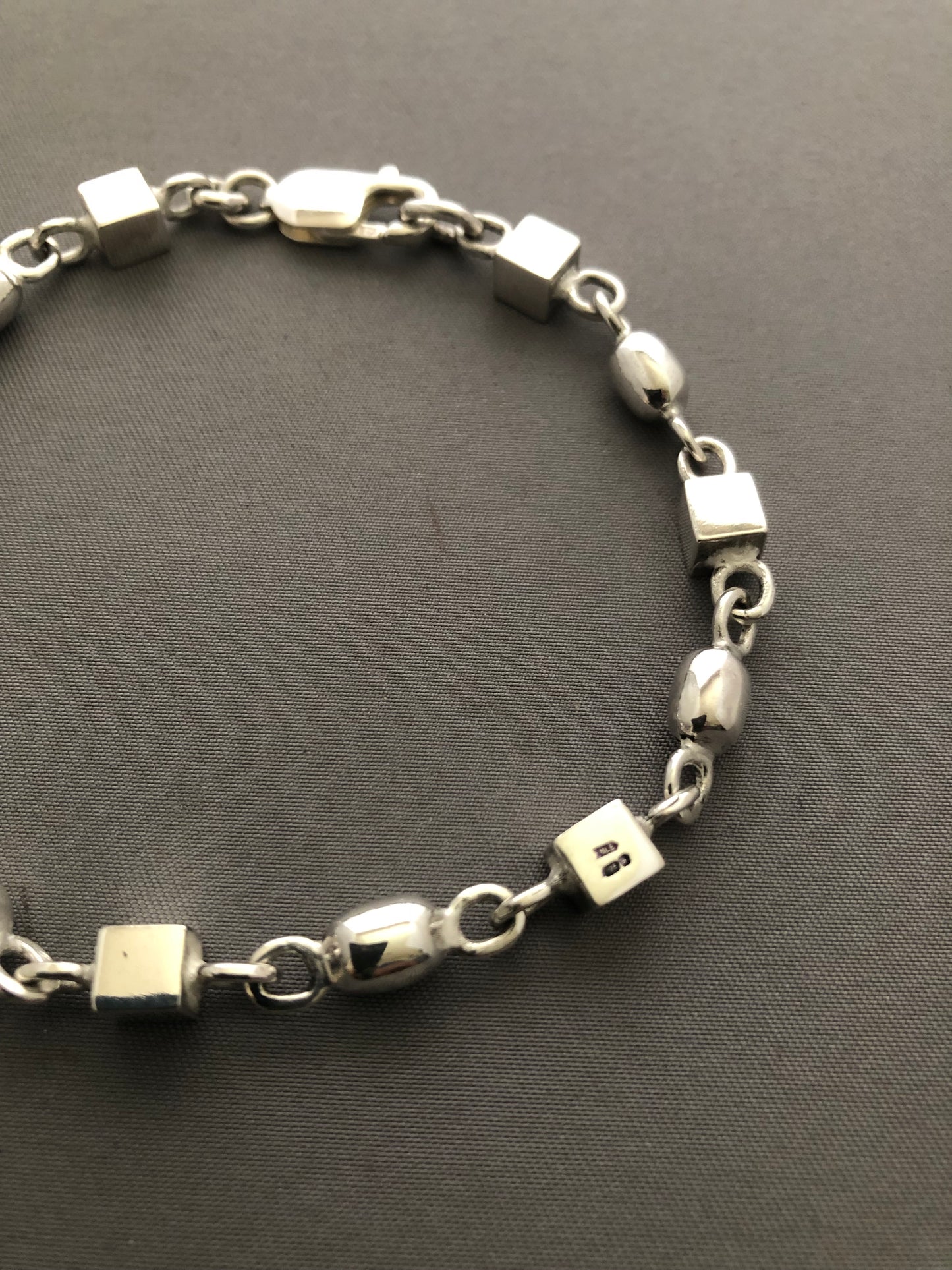 Solid silver beaded bracelet