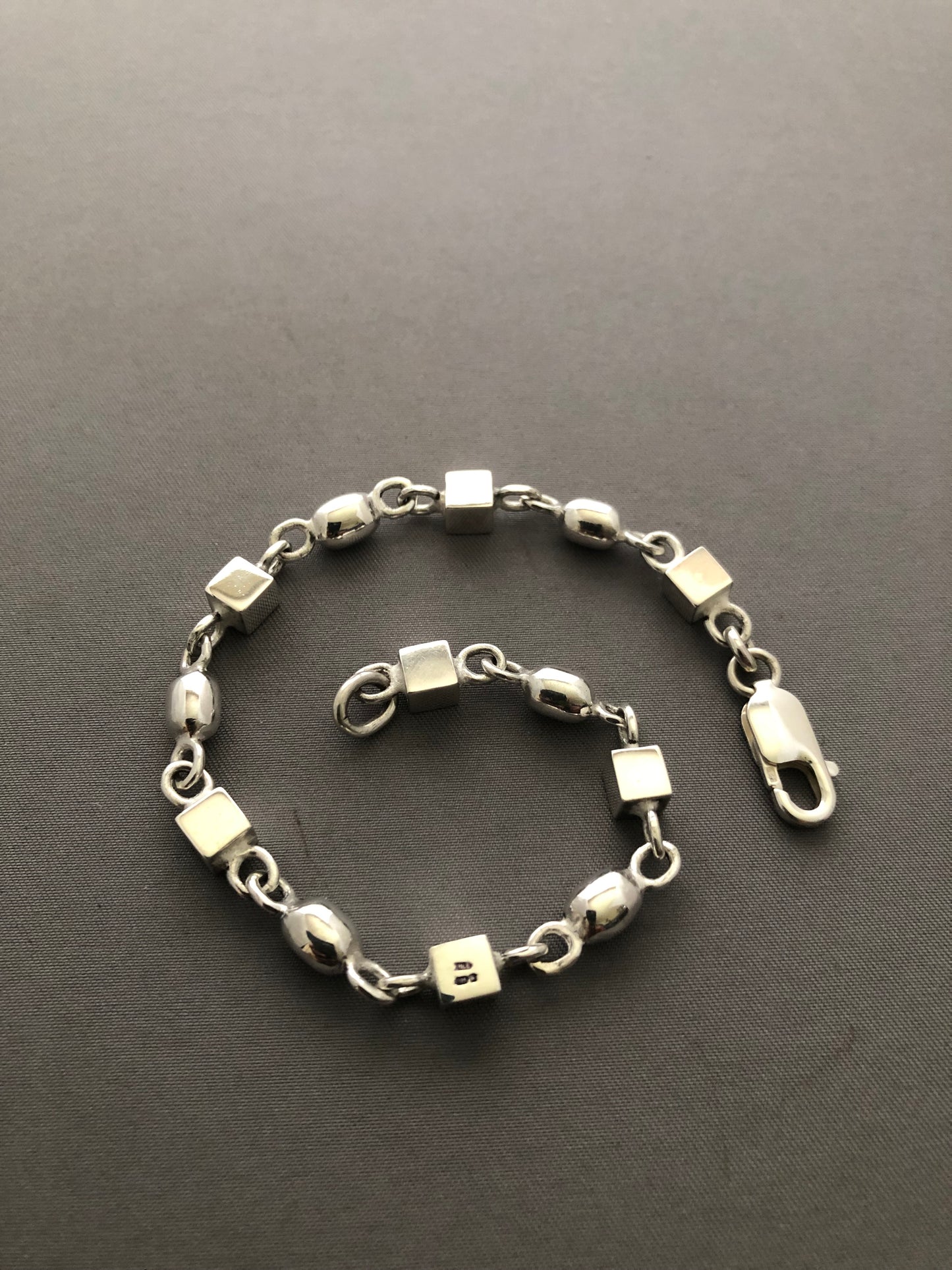 Solid silver beaded bracelet