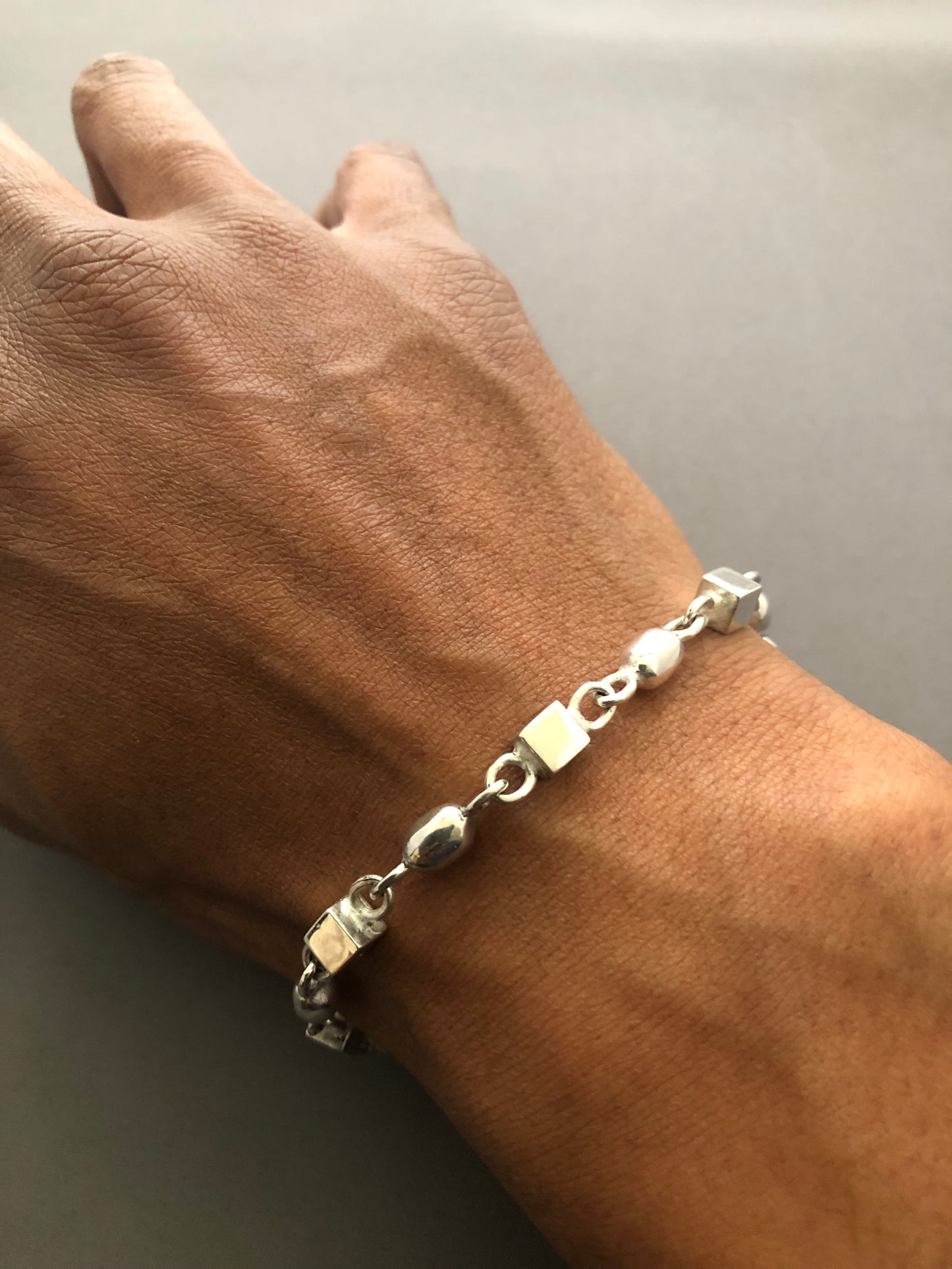 Solid silver beaded bracelet