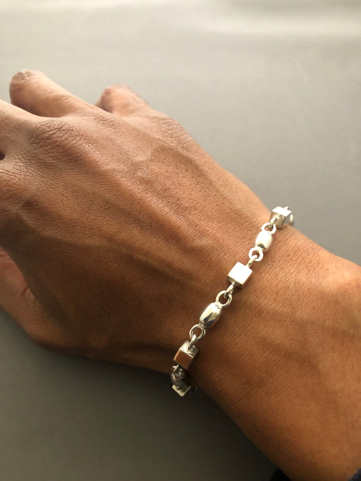 Solid silver beaded bracelet